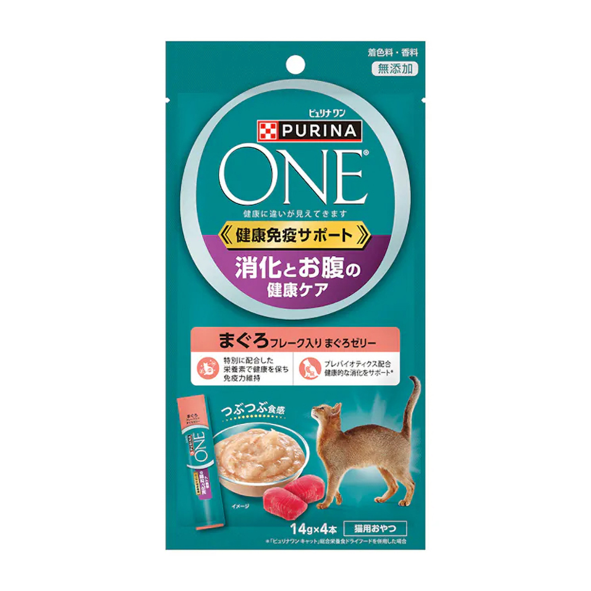 【ペット】ピュリナ　ワン　キャット　おやつ　健康免疫サポート消化とお腹の健康ケアまぐろフレーク入りまぐろゼリー　５６ｇ