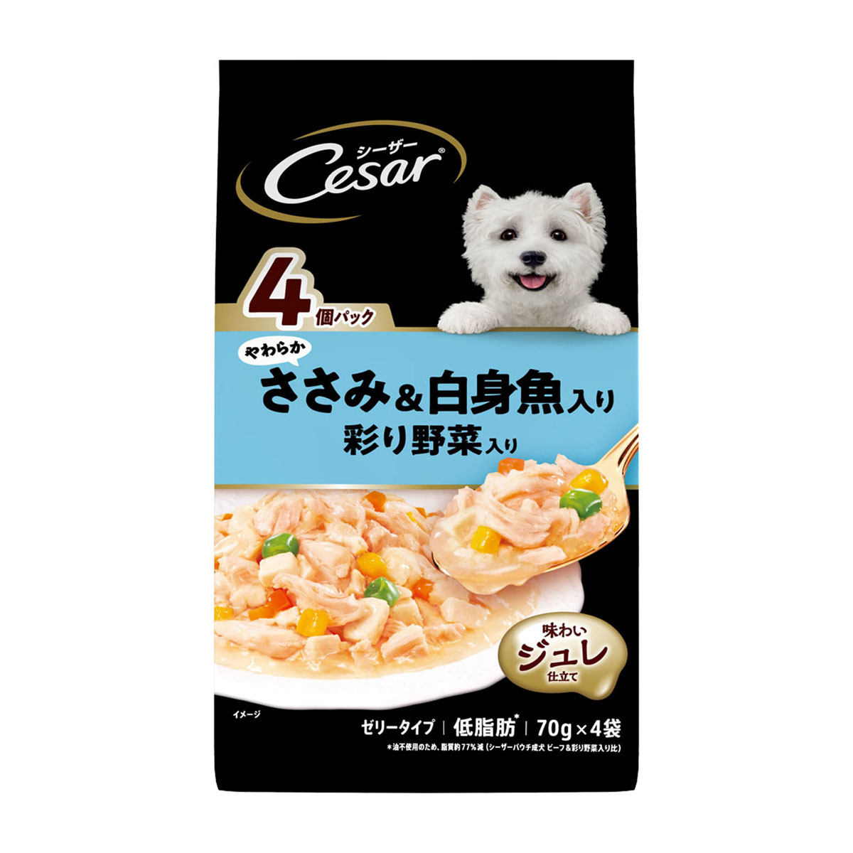 72個 シーザー ふっくら白身魚 野菜入り 犬用ウエットフード 72個
