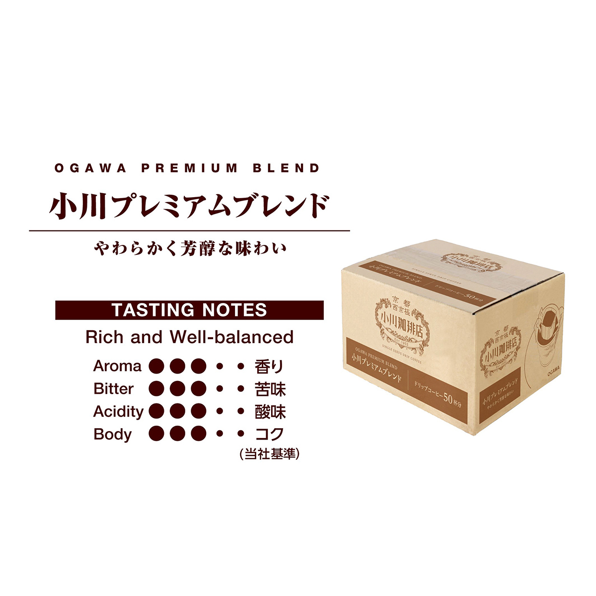 小川珈琲店　小川プレミアムブレンド　ドリツプコーヒー　５０杯分