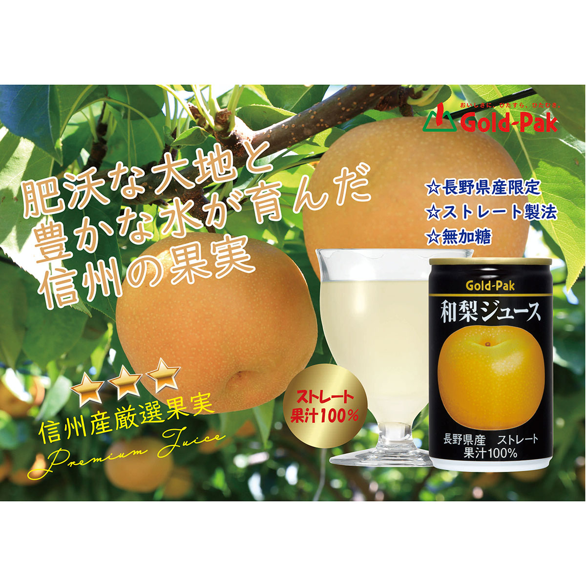 ゴールドパック 和梨ジュース(ストレート) 160g【ケース20本】 260730