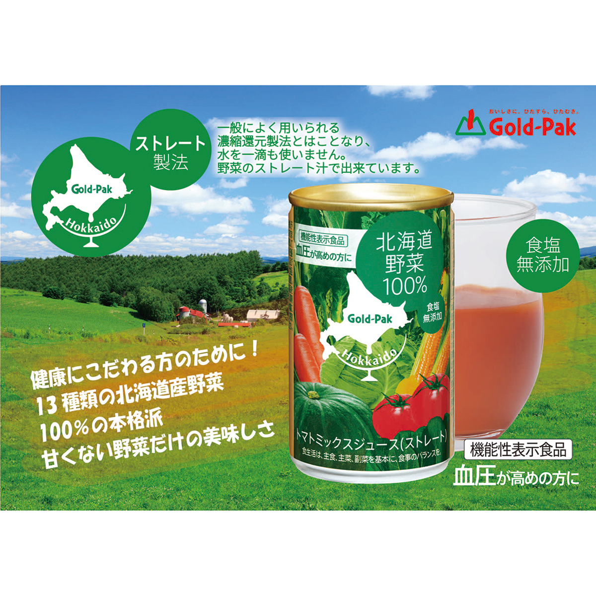 ゴールドパック 北海道野菜ジュースストレートGABA 160g