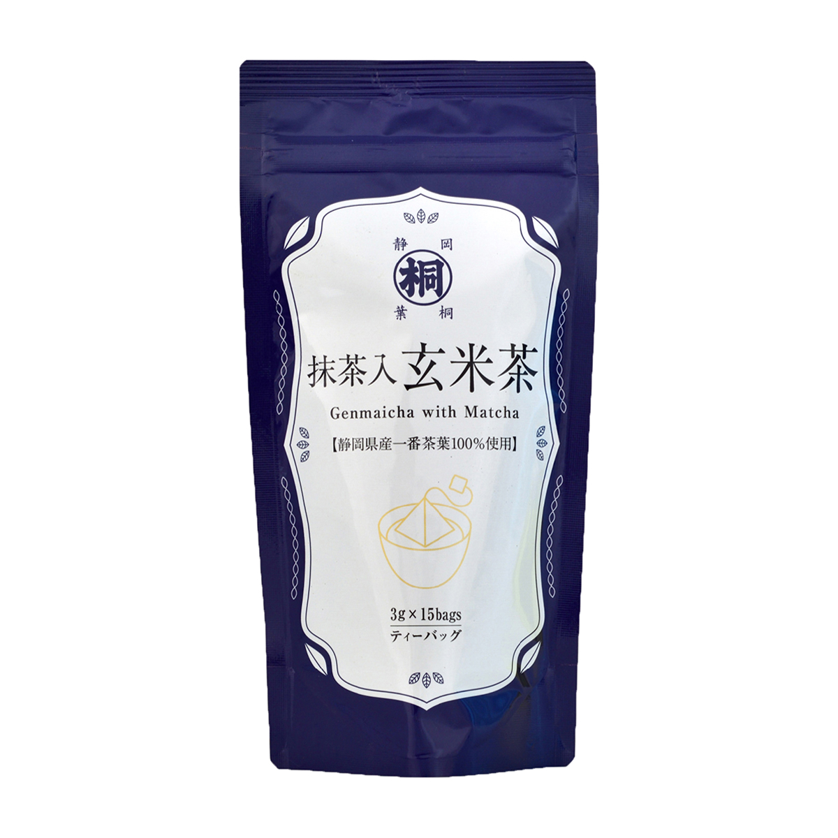 葉桐　静岡産一番茶抹茶入玄米茶ティーバッグ　３ｇ×１５