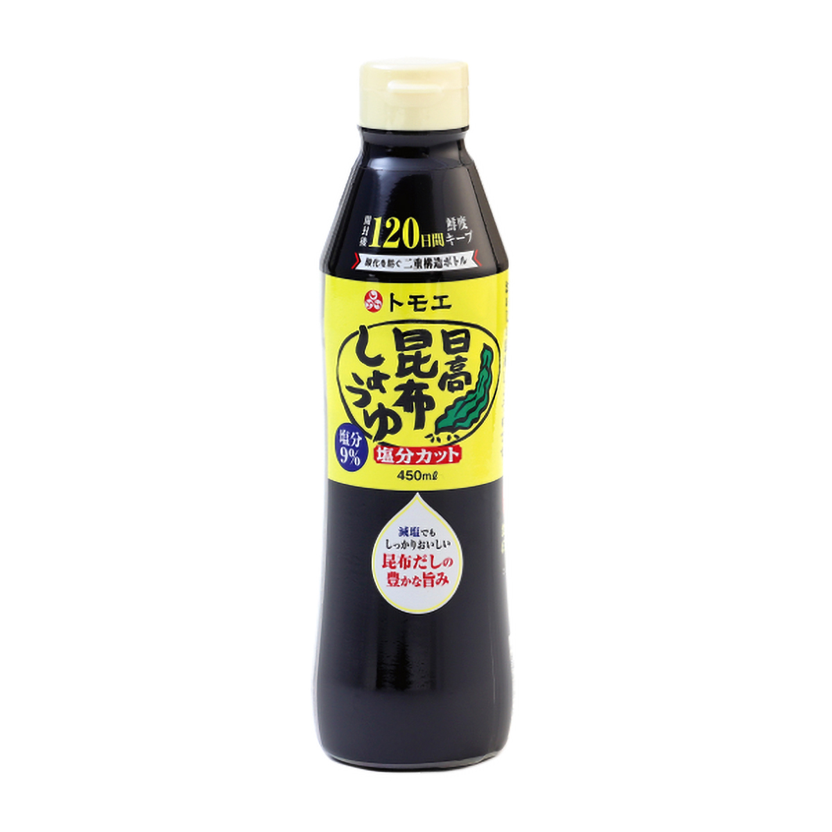 トモエ　日高昆布しょうゆ塩分カット　４５０ｍｌ