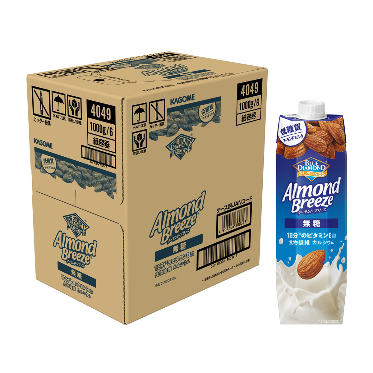 カゴメ　アーモンド・ブリーズ　無糖　１０００ｇ【ケース６本】