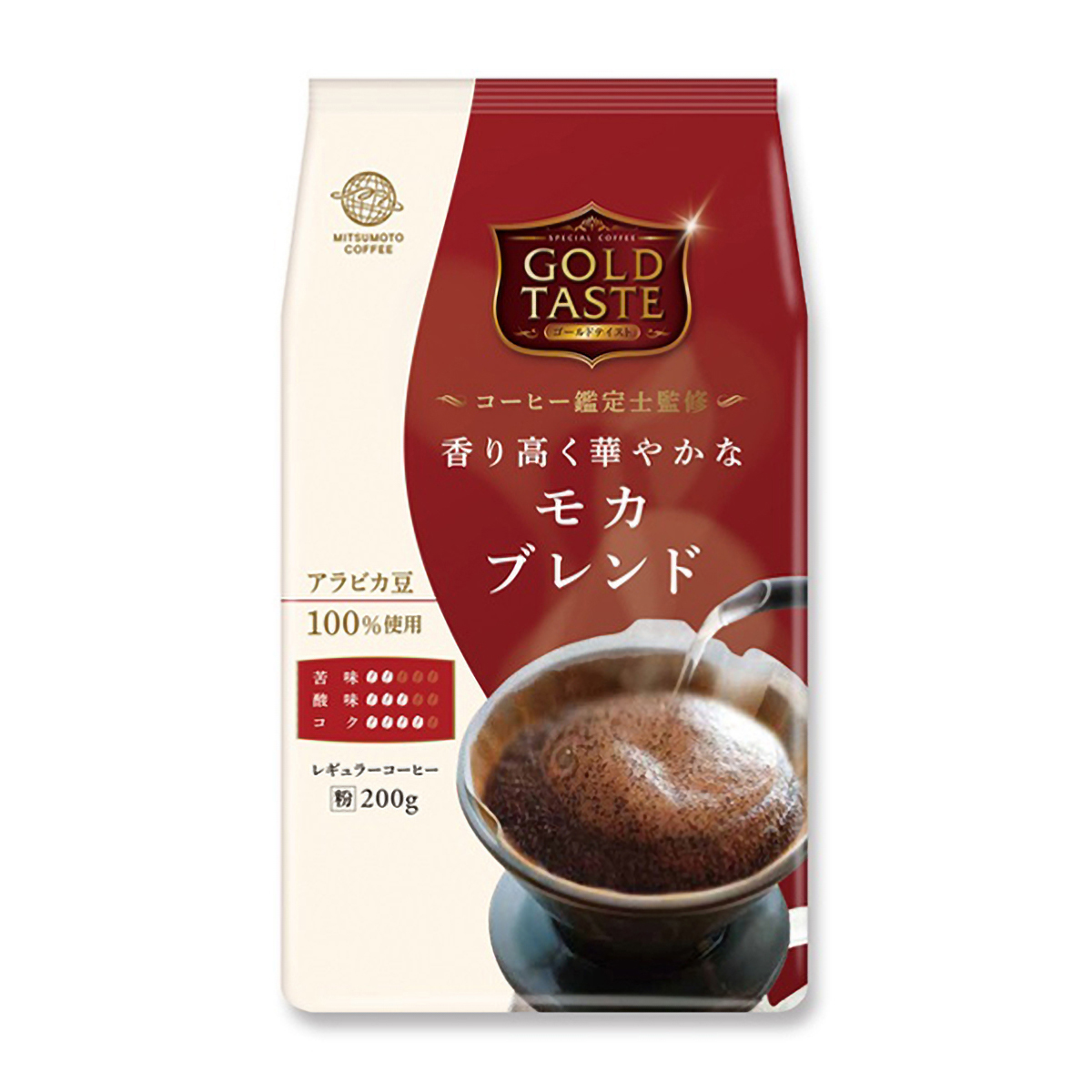 三本珈琲　ＧＯＬＤ　ＴＡＳＴＥ　香り高く華やかなモカブレンド（粉）２００ｇ