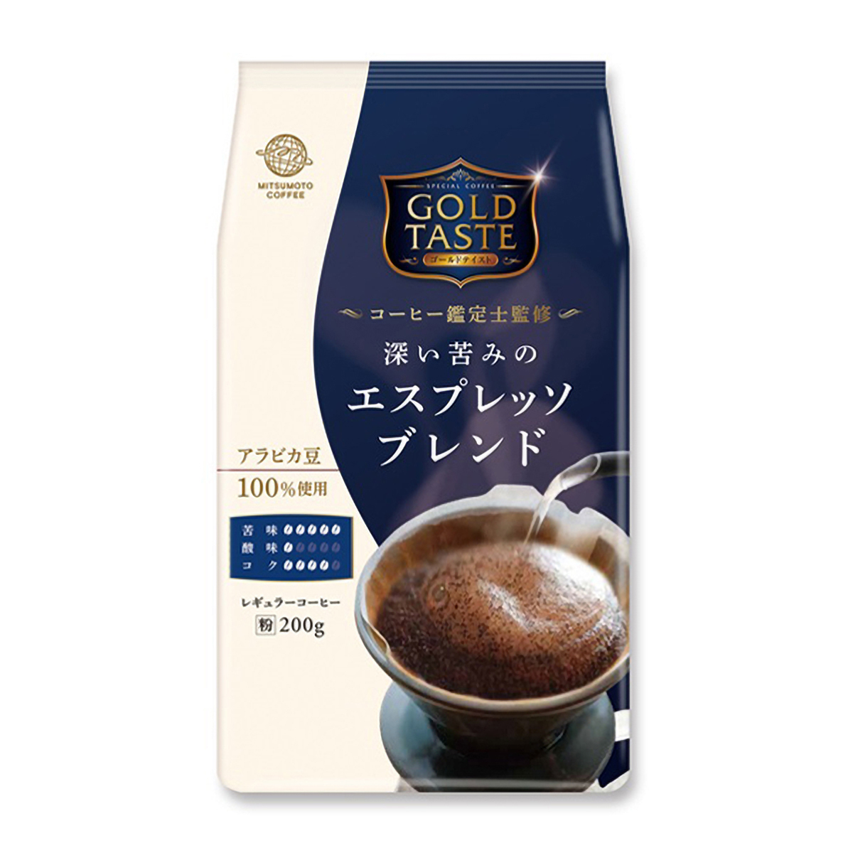 三本珈琲　ＧＯＬＤ　ＴＡＳＴＥ　深い苦みのエスプレッソブレンド（粉）２００ｇ