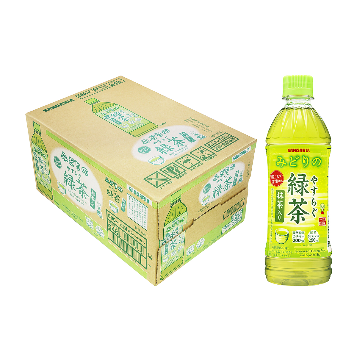 サンガリア やすらぐ抹茶入り緑茶 500ml 【ケース24本】 270430
