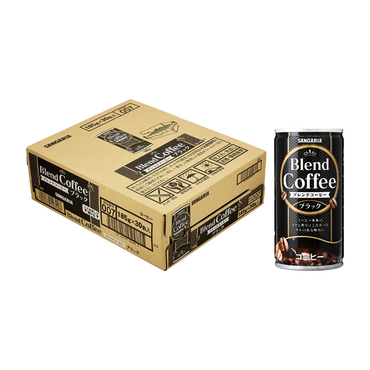 サンガリア ブレンドコーヒー ブラック 185g 【ケース30本