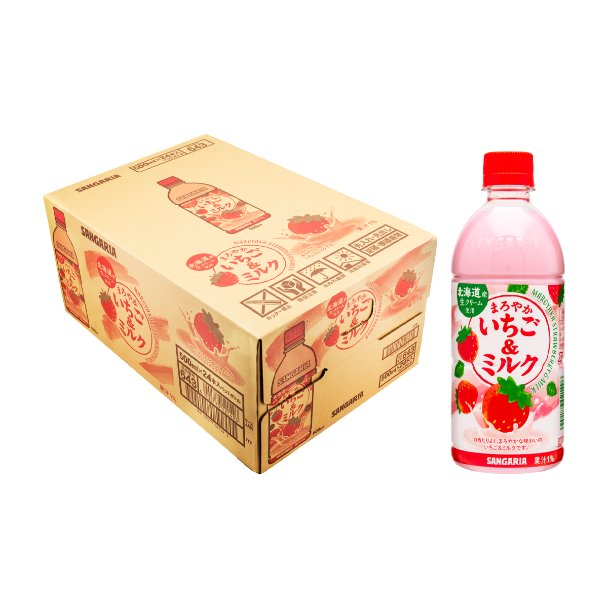 サンガリア まろやかいちご＆ミルク 500ml 【ケース24本