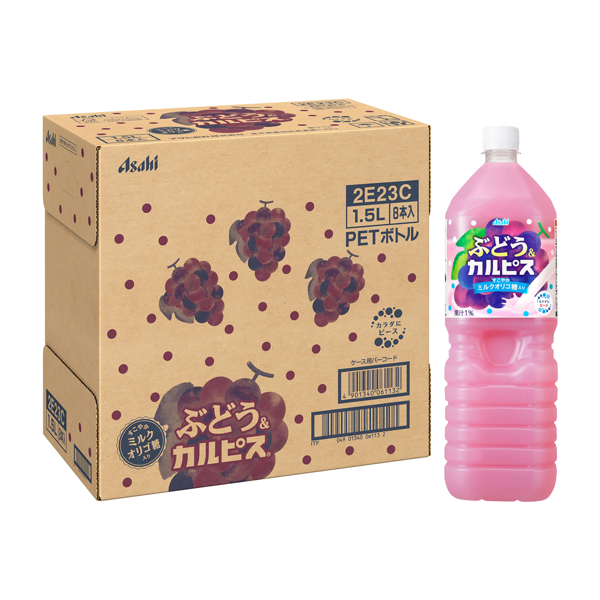 アサヒ飲料 ぶどう＆カルピス1500ml 【ケース8本】 270228 | かぜと