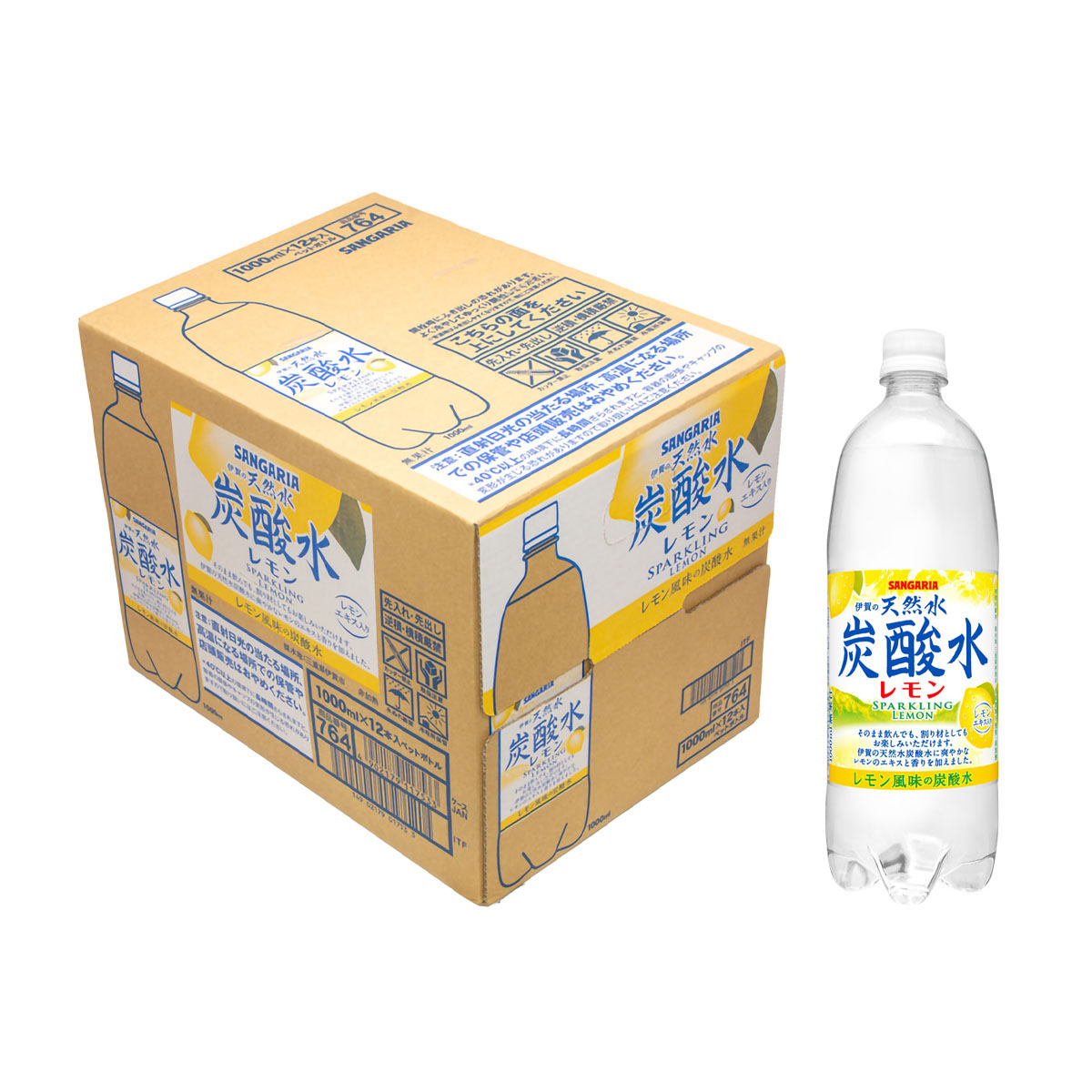 みゆ　レモンボトル3本 サンガリア 伊賀の天然水 炭酸水レモン1000ml【ケース12本】 | かぜと