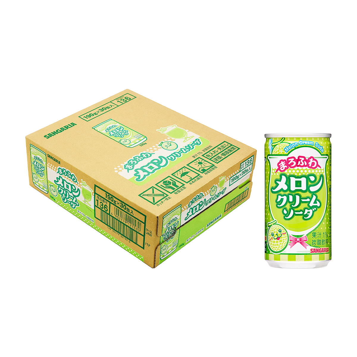 サンガリア まろふわメロンクリームソーダ190g【ケース30本】 270331