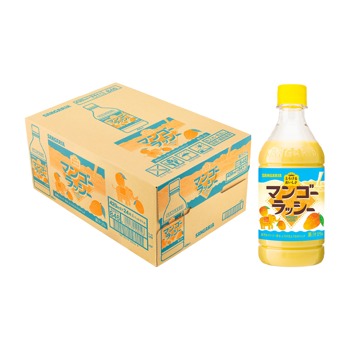 サンガリア とろけるおいしさマンゴーラッシー420ml【ケース24本