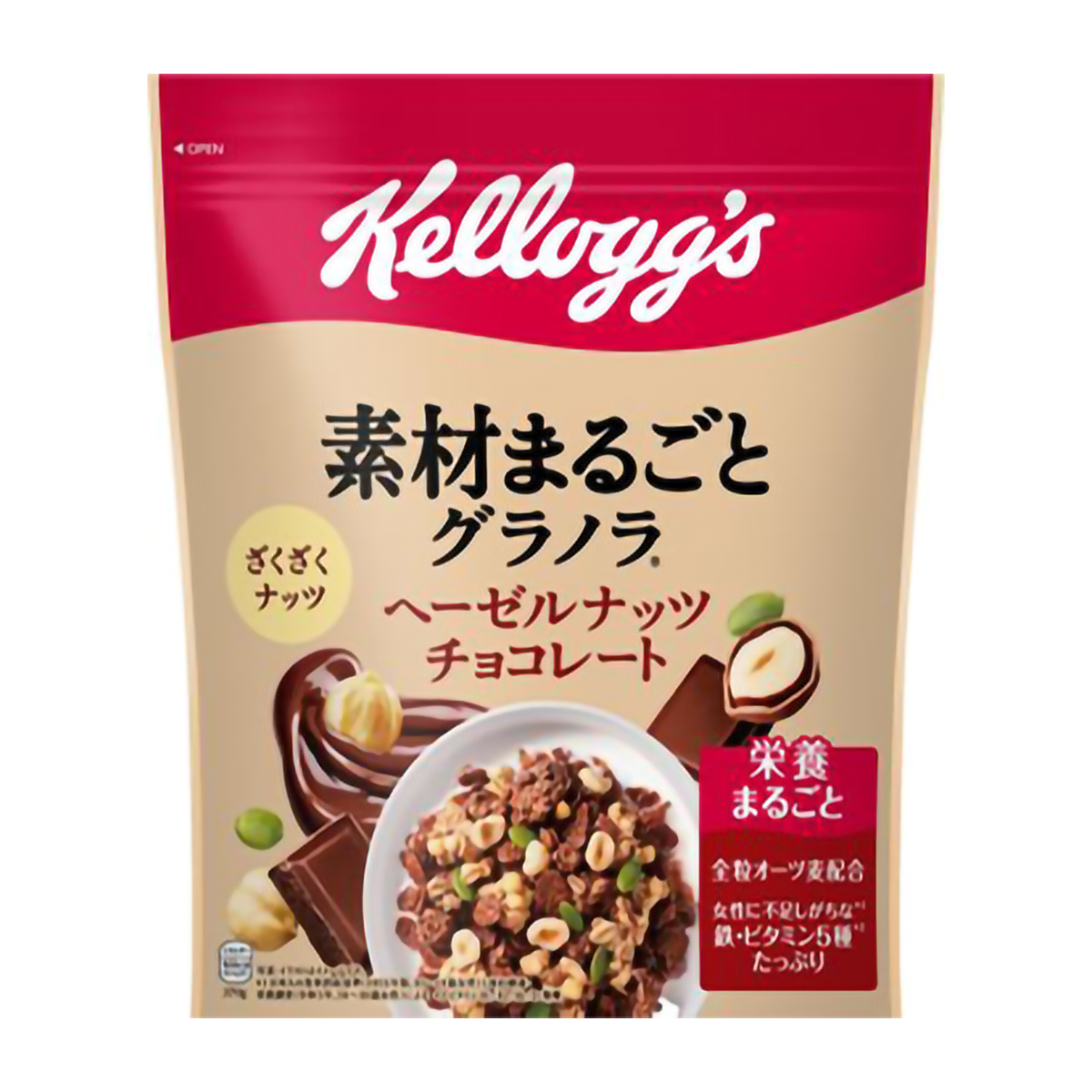 ケロッグ 素材まるごとグラノラ ヘーゼルナッツチョコレート370g ケロッグ 素材まるごとグラノラ ヘーゼルナッツチョコレート370g
