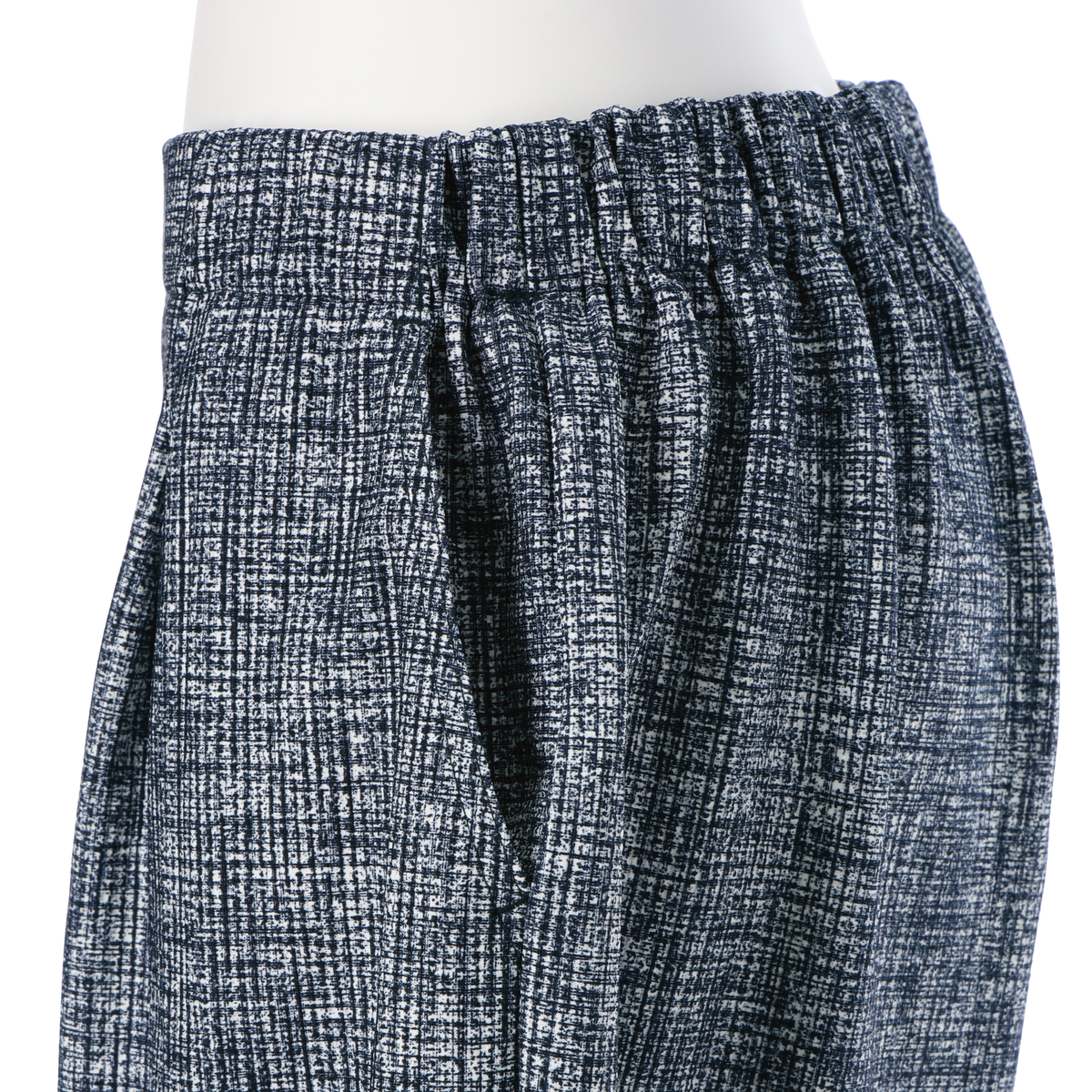 絣調サッカープリントコクーンパンツ