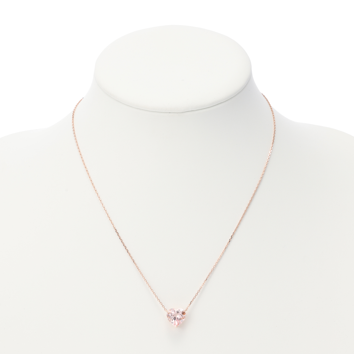 K18PG モルガナイト 10mmハートシェイプネックレス