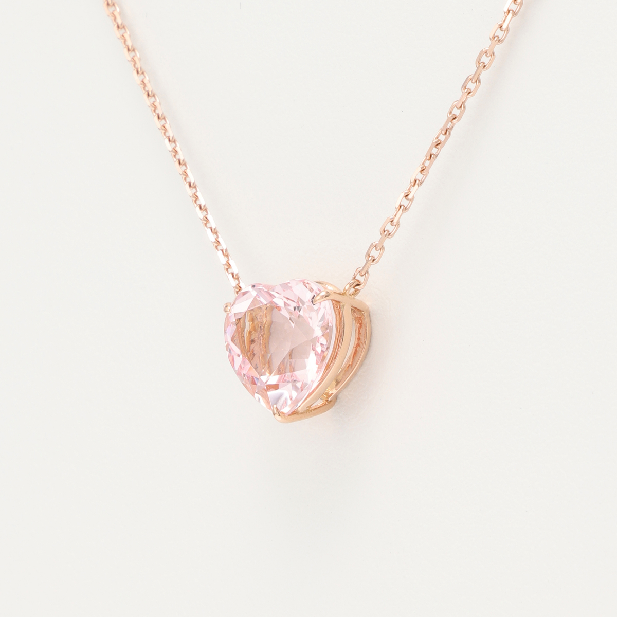 K18PG モルガナイト 10mmハートシェイプネックレス