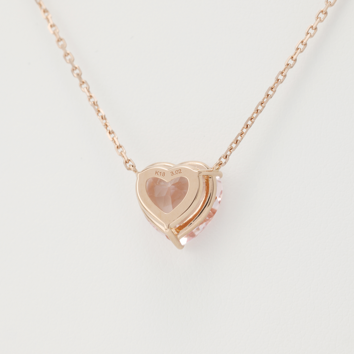 K18PG モルガナイト 10mmハートシェイプネックレス