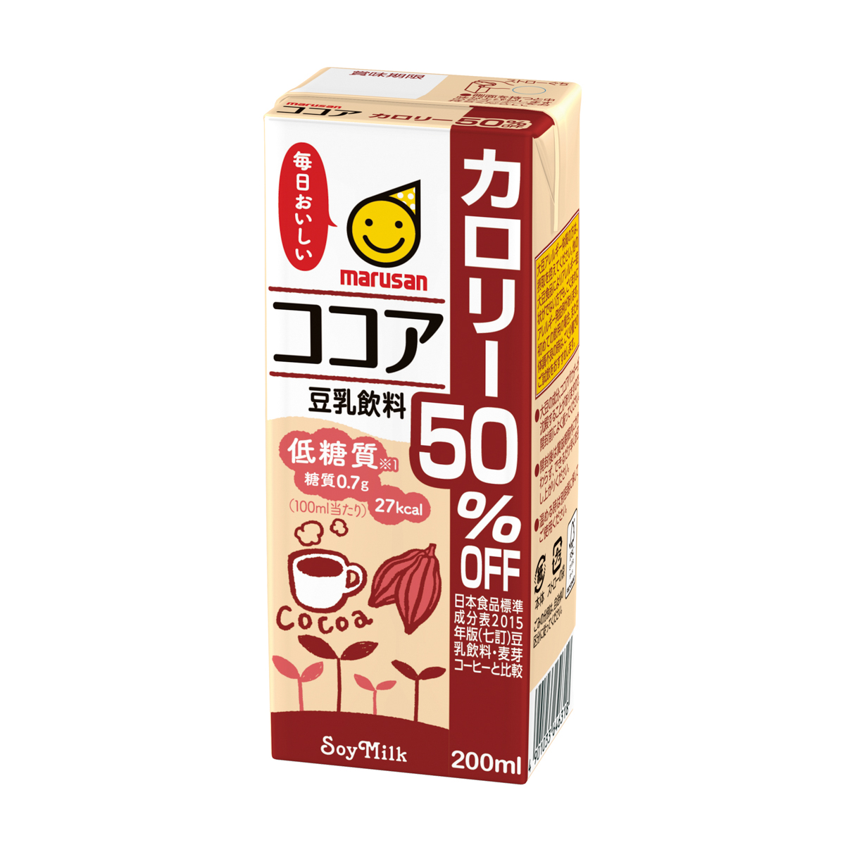 マルサン　豆乳飲料ココア カロリー50％オフ200ml　紙×24