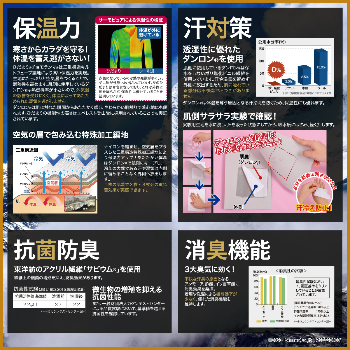 ひだまりチョモランマ 婦人長袖丸首インナー