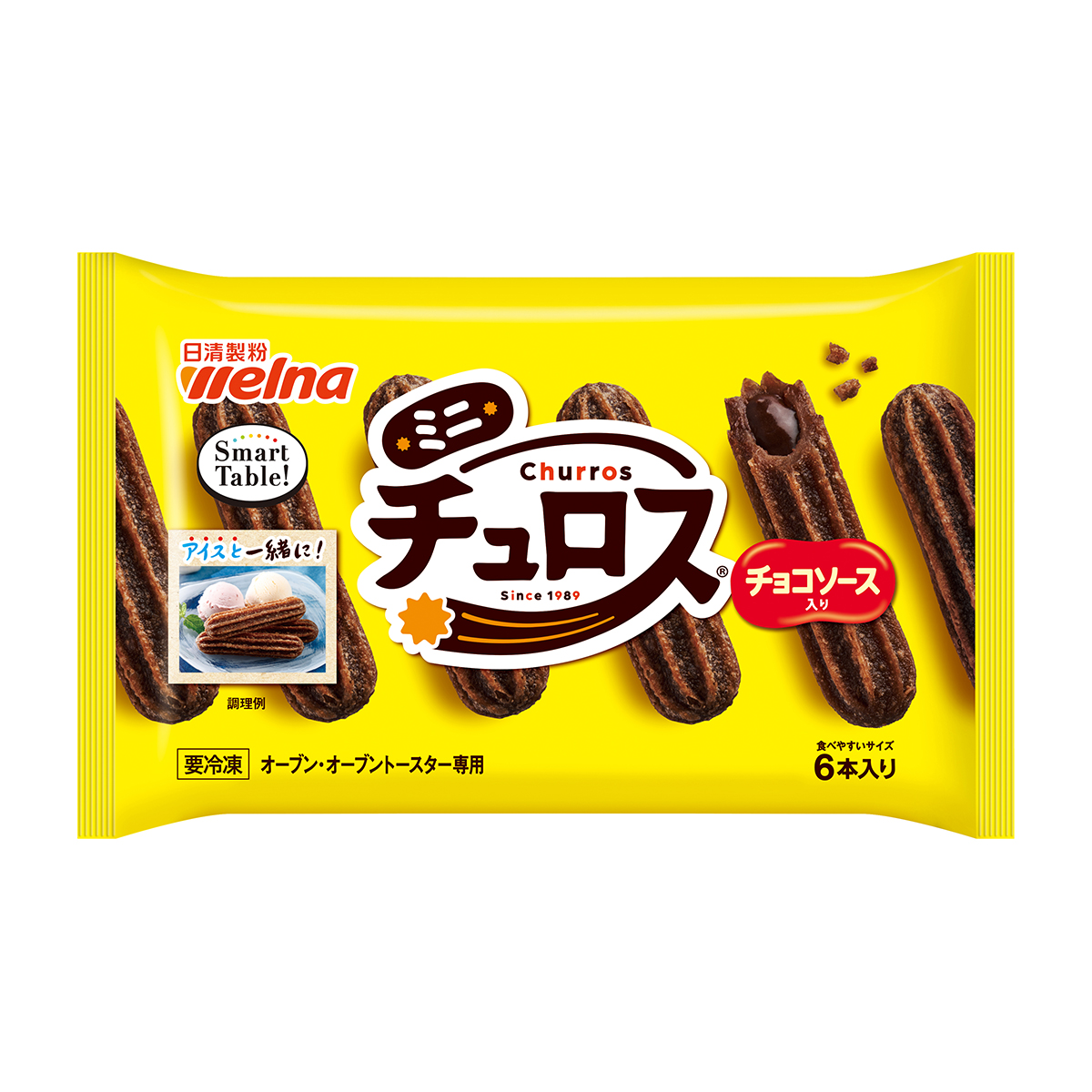 冷凍】日清製粉ウェルナ ミニチュロス チョコソース入り 6本 270703