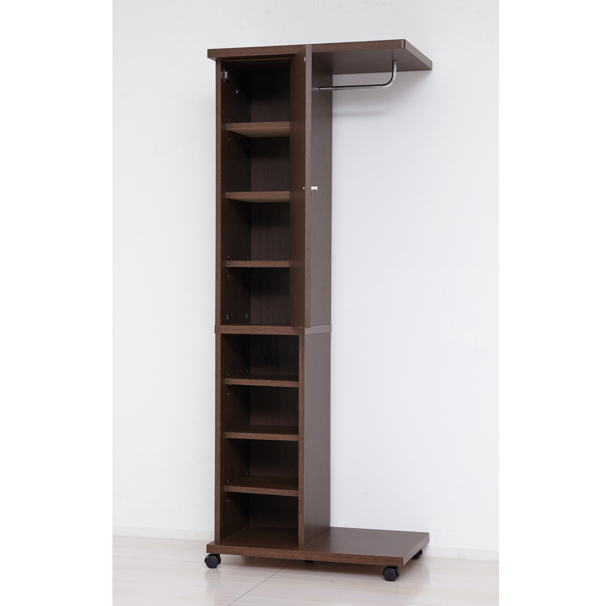 日本製 ミラー付ハンガーラック　ブラウン　☆ミラー、ハンガーラックが一つに ミラー付ハンガーラック ブラウン | かぜとゆきオンラインショップ