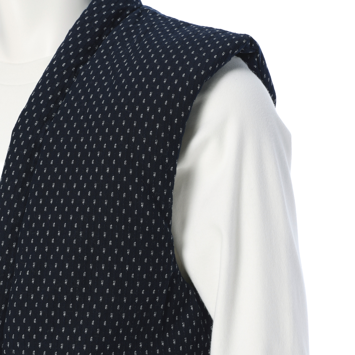 久留米織のふっくらと暖かい綿入れちゃんちゃんこ（紺）