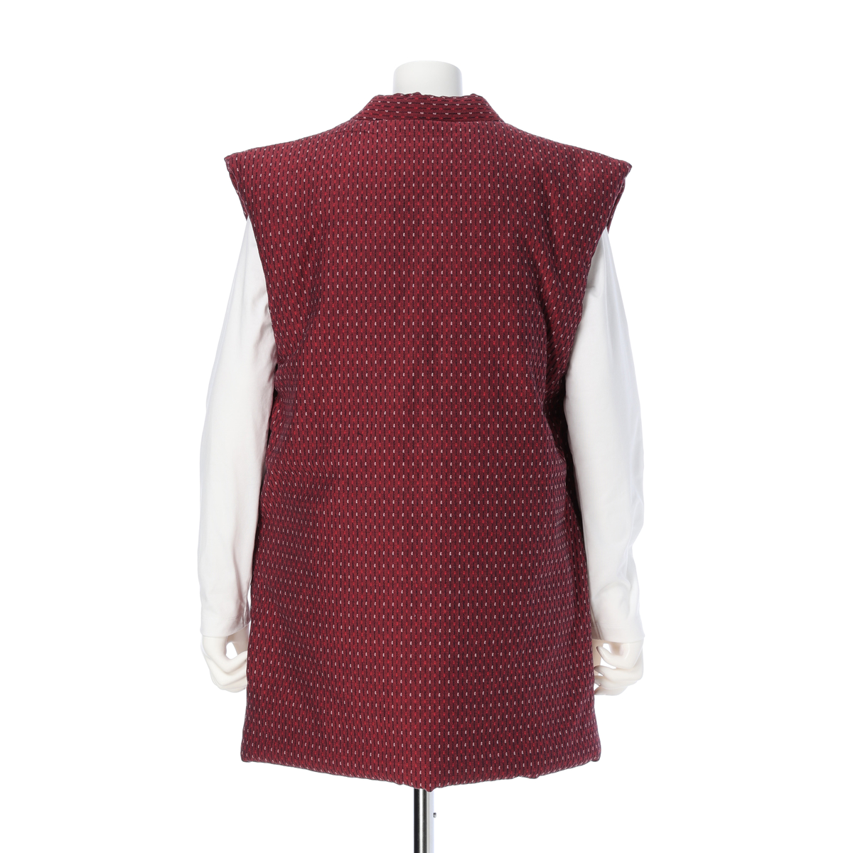 久留米織のふっくらと暖かい綿入れちゃんちゃんこ（エンジ）