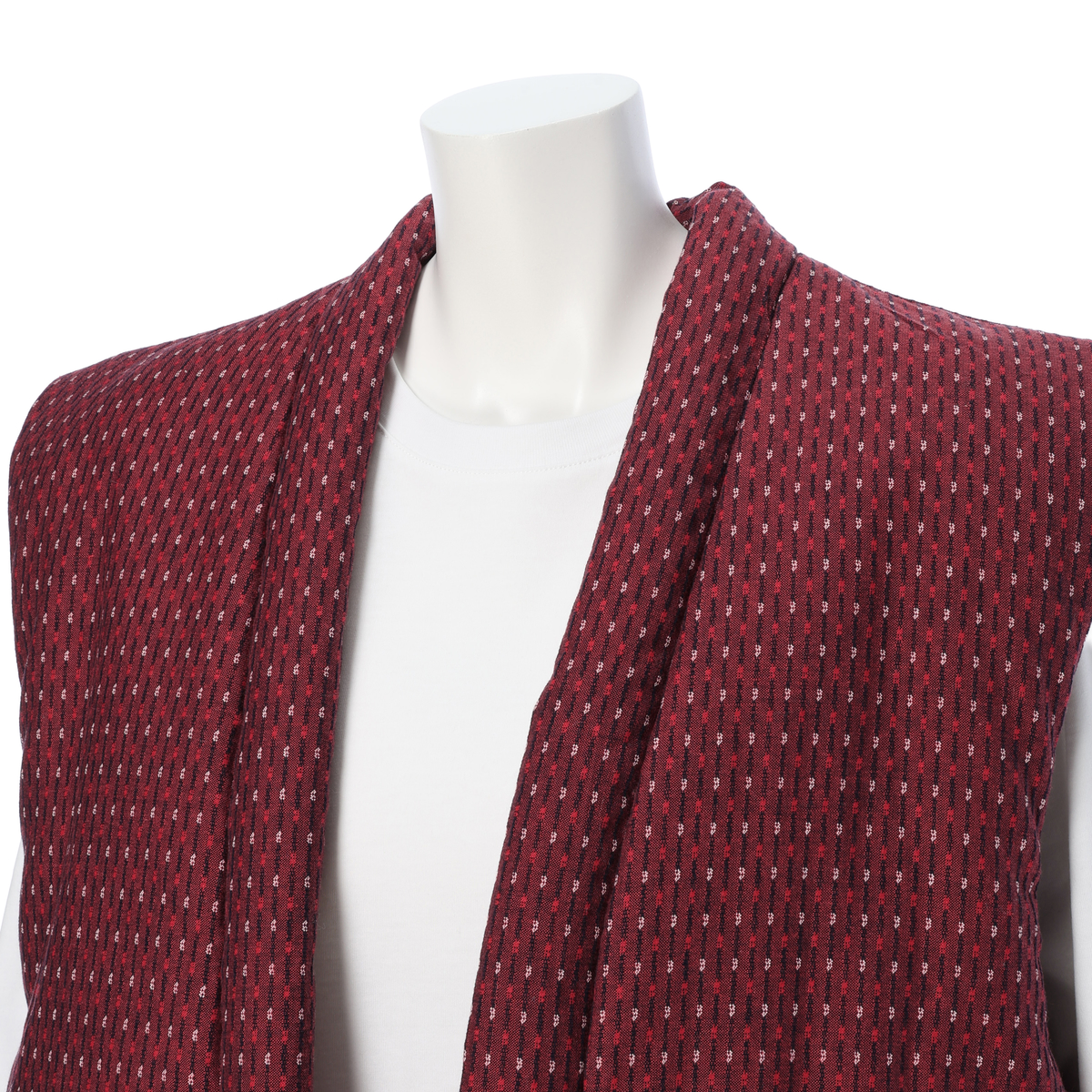 久留米織のふっくらと暖かい綿入れちゃんちゃんこ（エンジ）