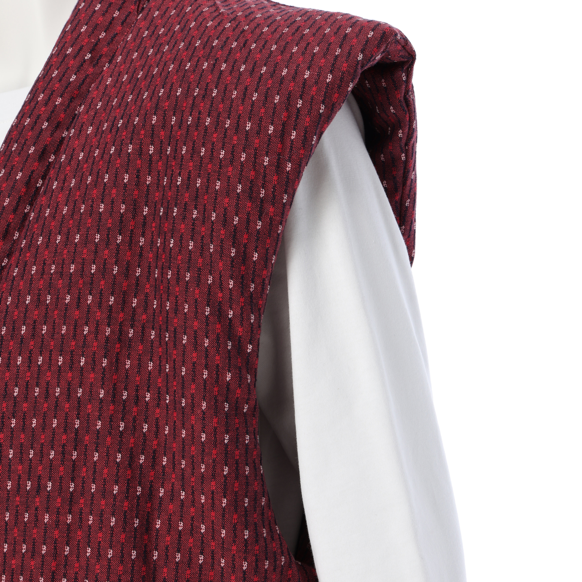 久留米織のふっくらと暖かい綿入れちゃんちゃんこ（エンジ）