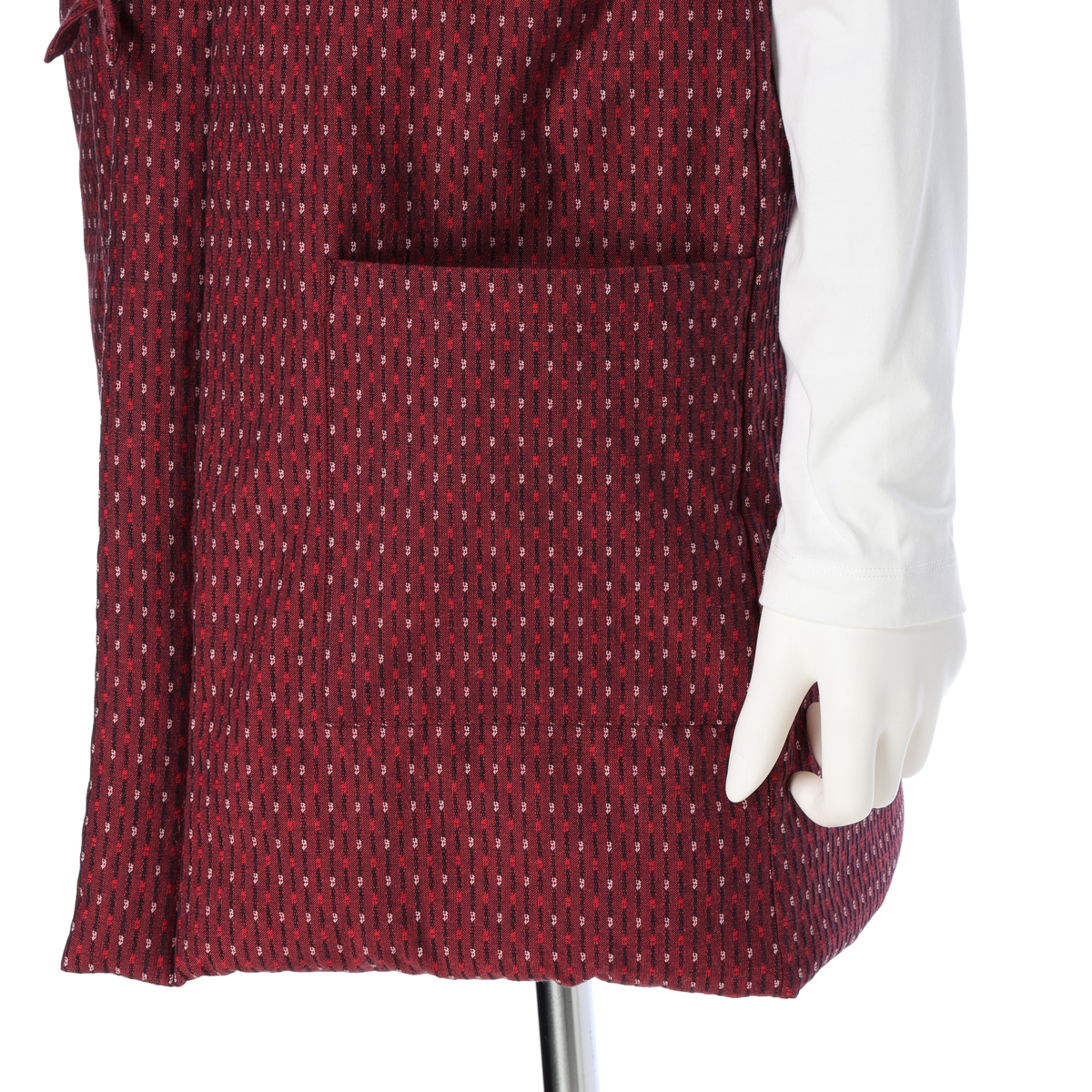 久留米織のふっくらと暖かい綿入れちゃんちゃんこ（エンジ）