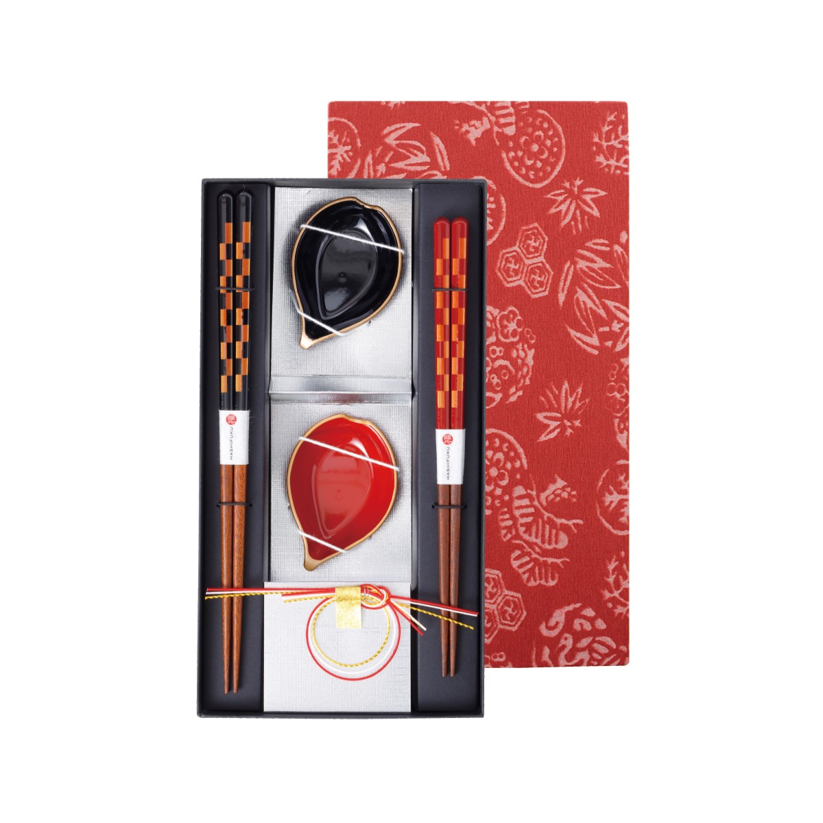 市松格子×花びら小鉢箸置き揃え