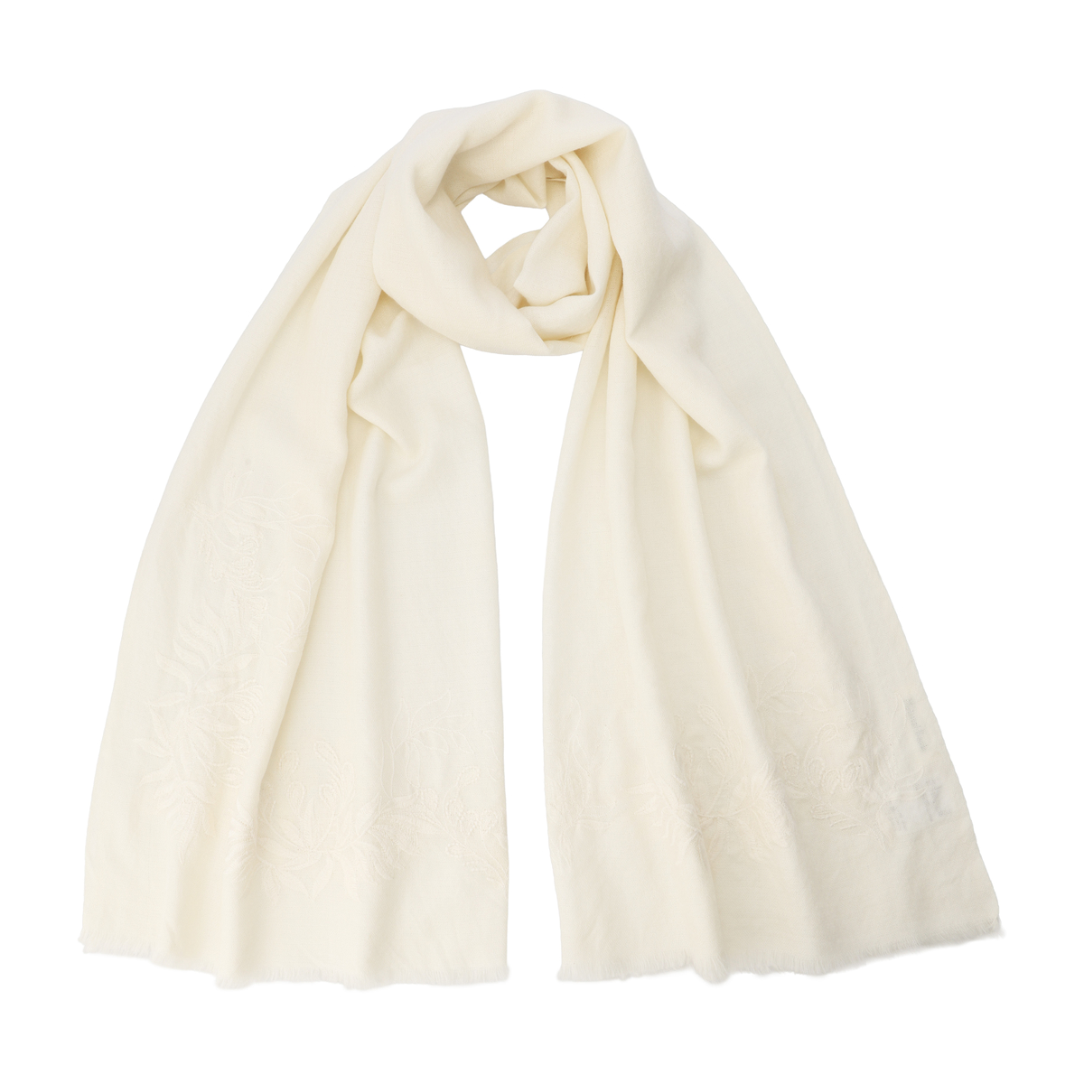 ナチュラルベ－シック ウールシルク 刺しゅうストール