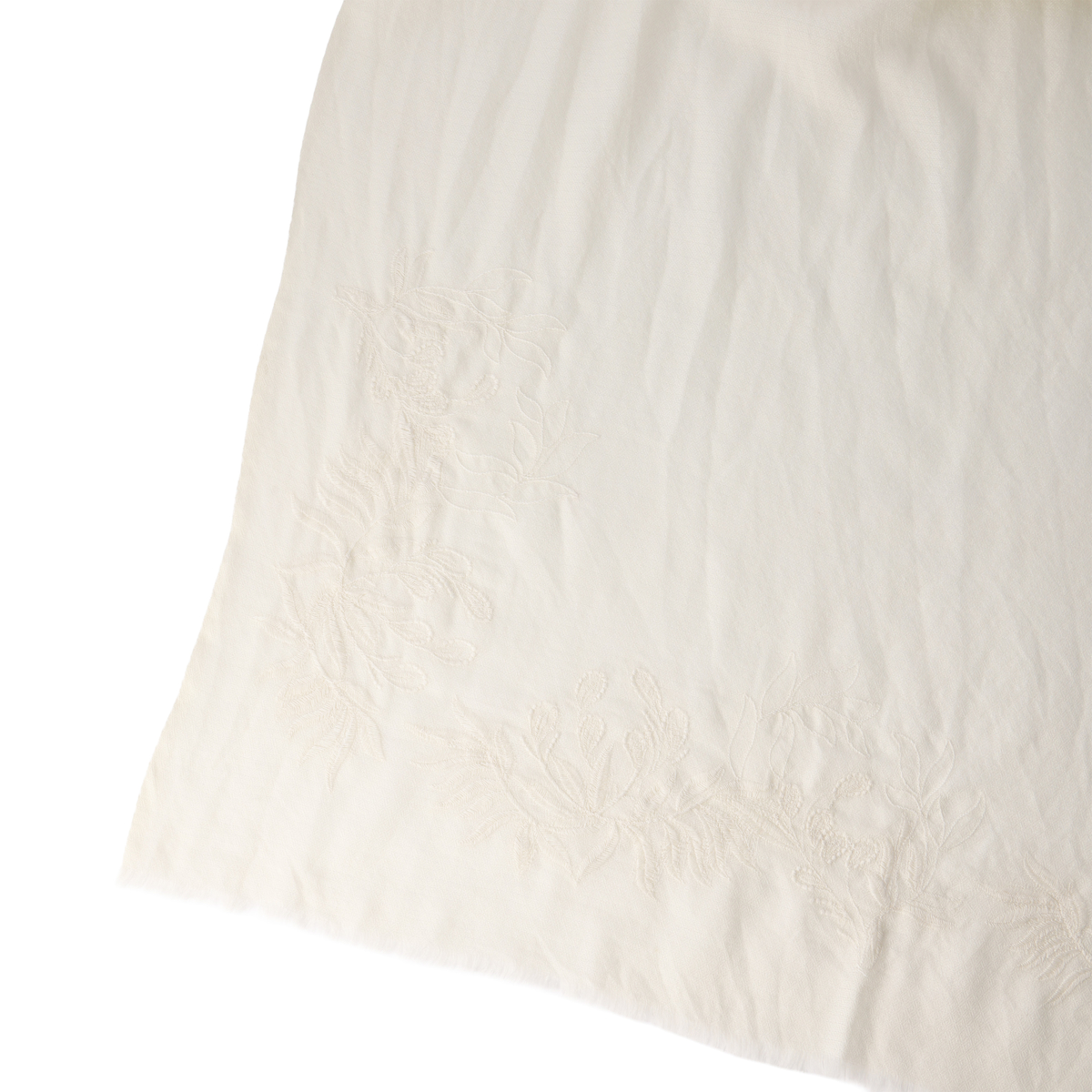 ナチュラルベ－シック ウールシルク 刺しゅうストール