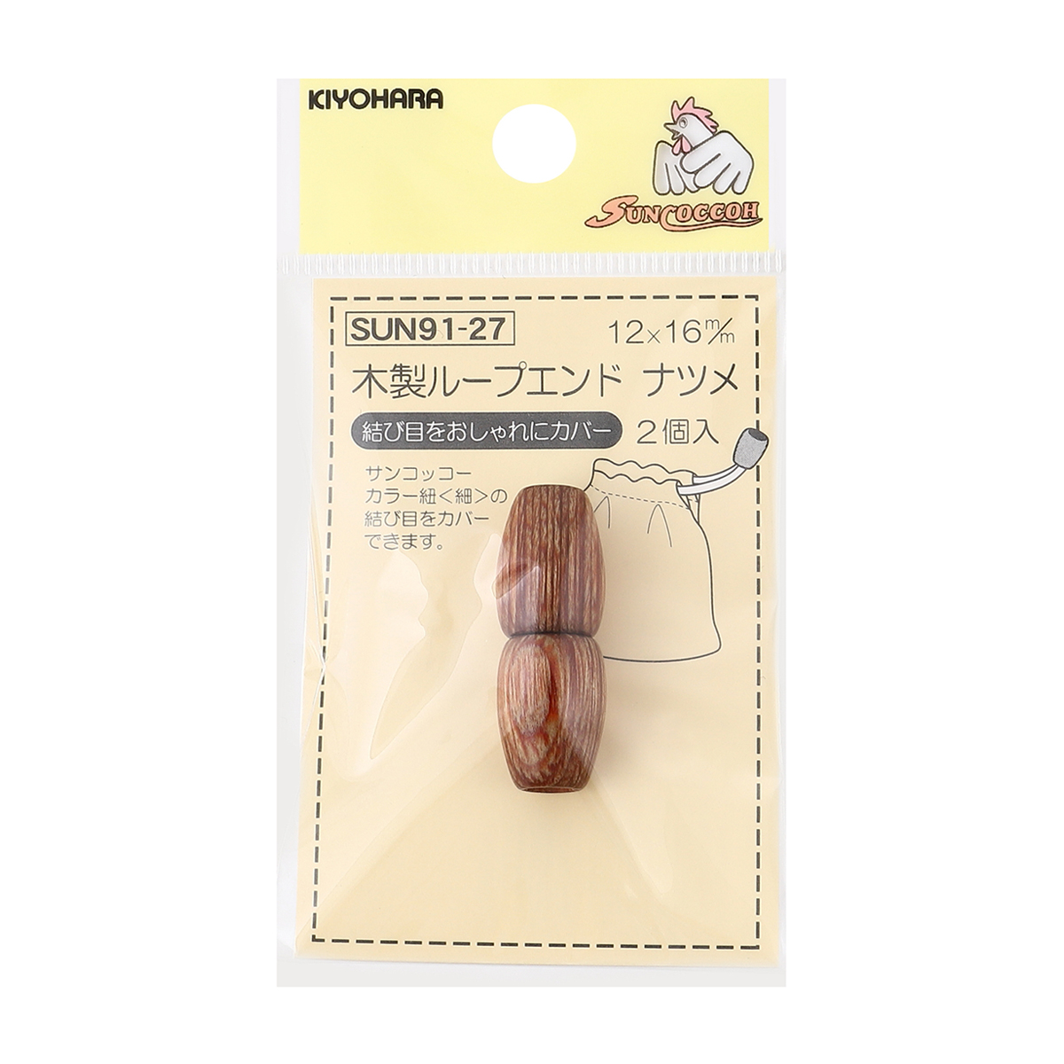 清原　サンコッコー　木製ループエンド　ナツメ　１２ｍｍ×１６ｍｍ　２個