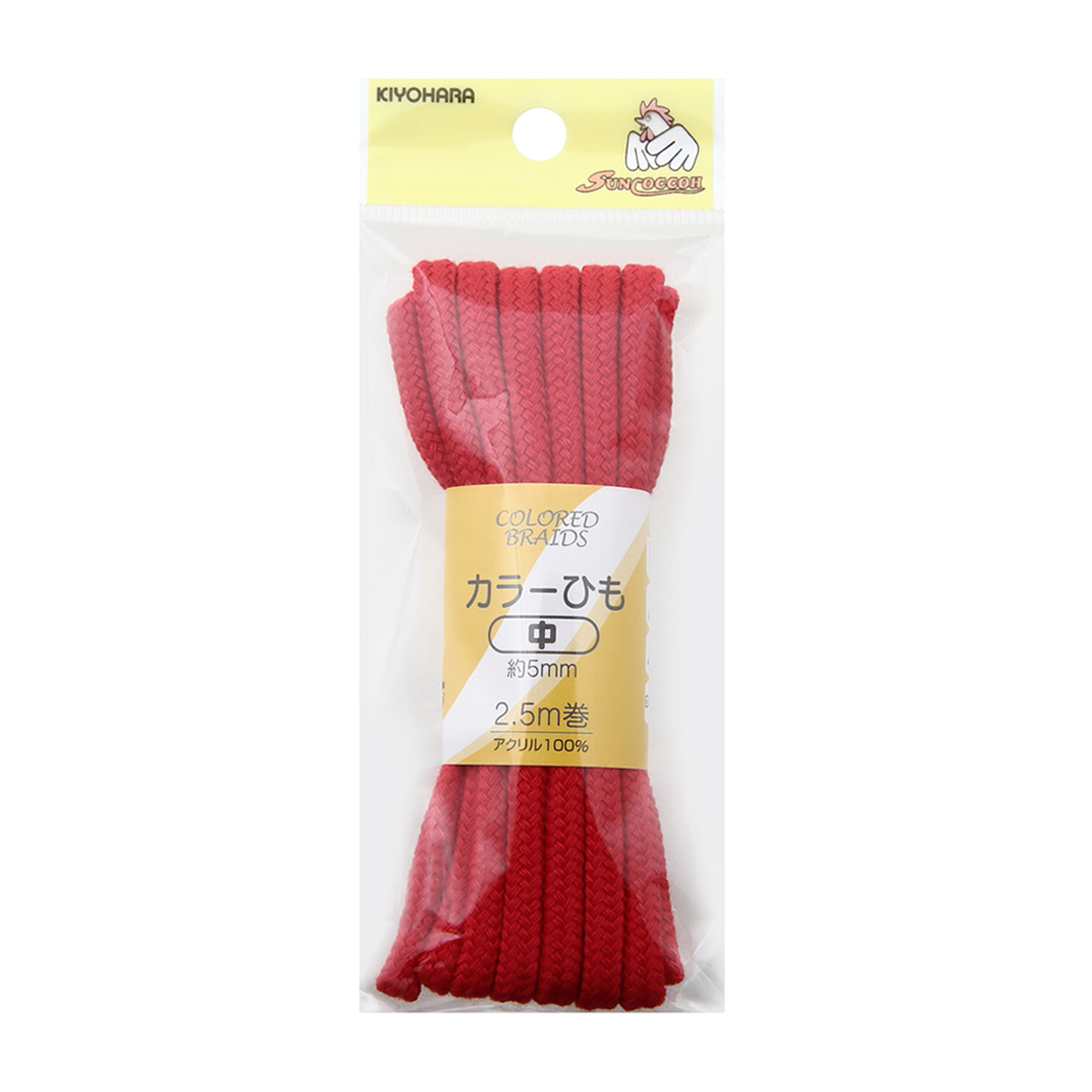 清原　サンコッコー　カラーひも中　赤　約５ｍｍ×２．５ｍ