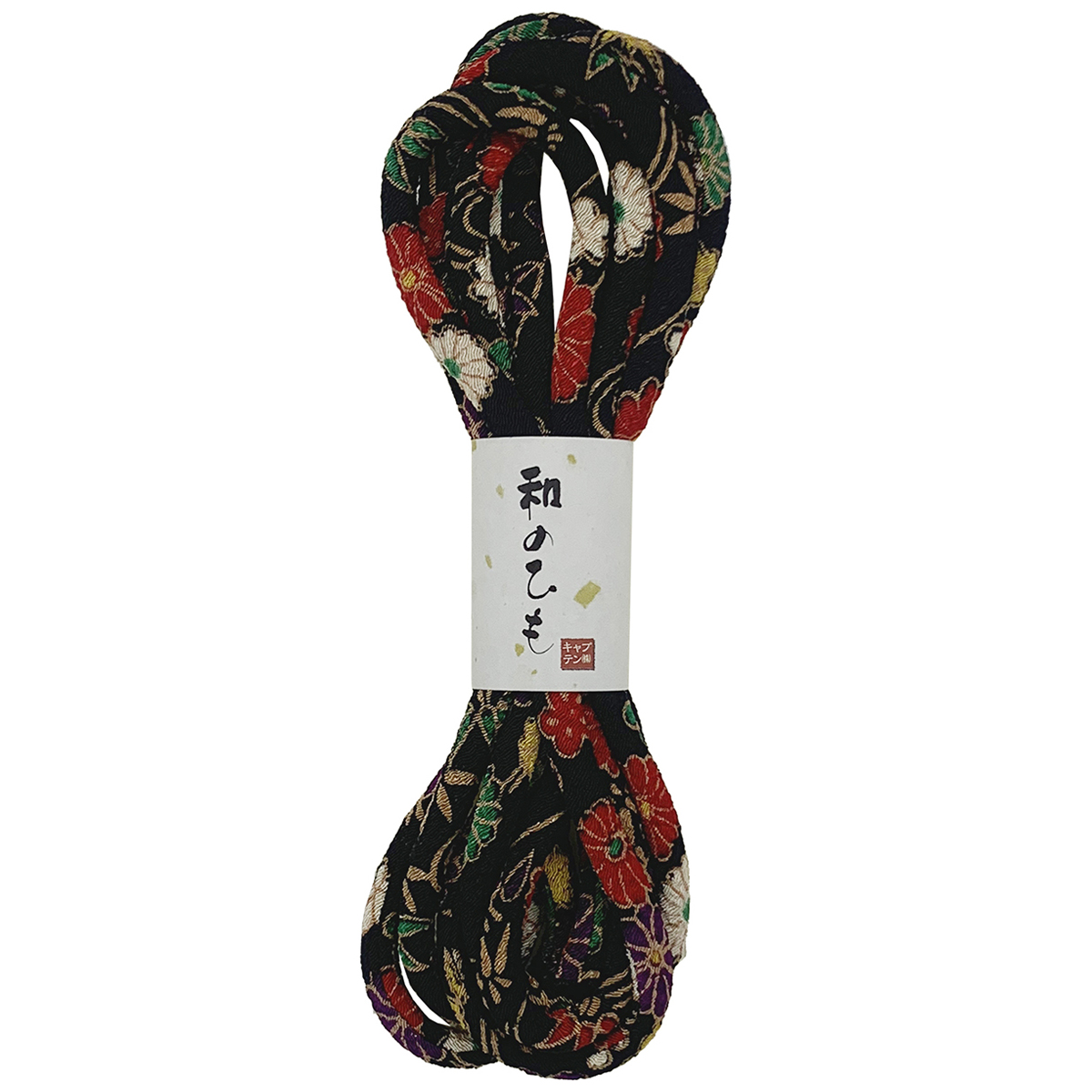 キャプテン　バイアステープ　和のひも（ちりめん友禅）　ＣＰ２０５　４（黒）