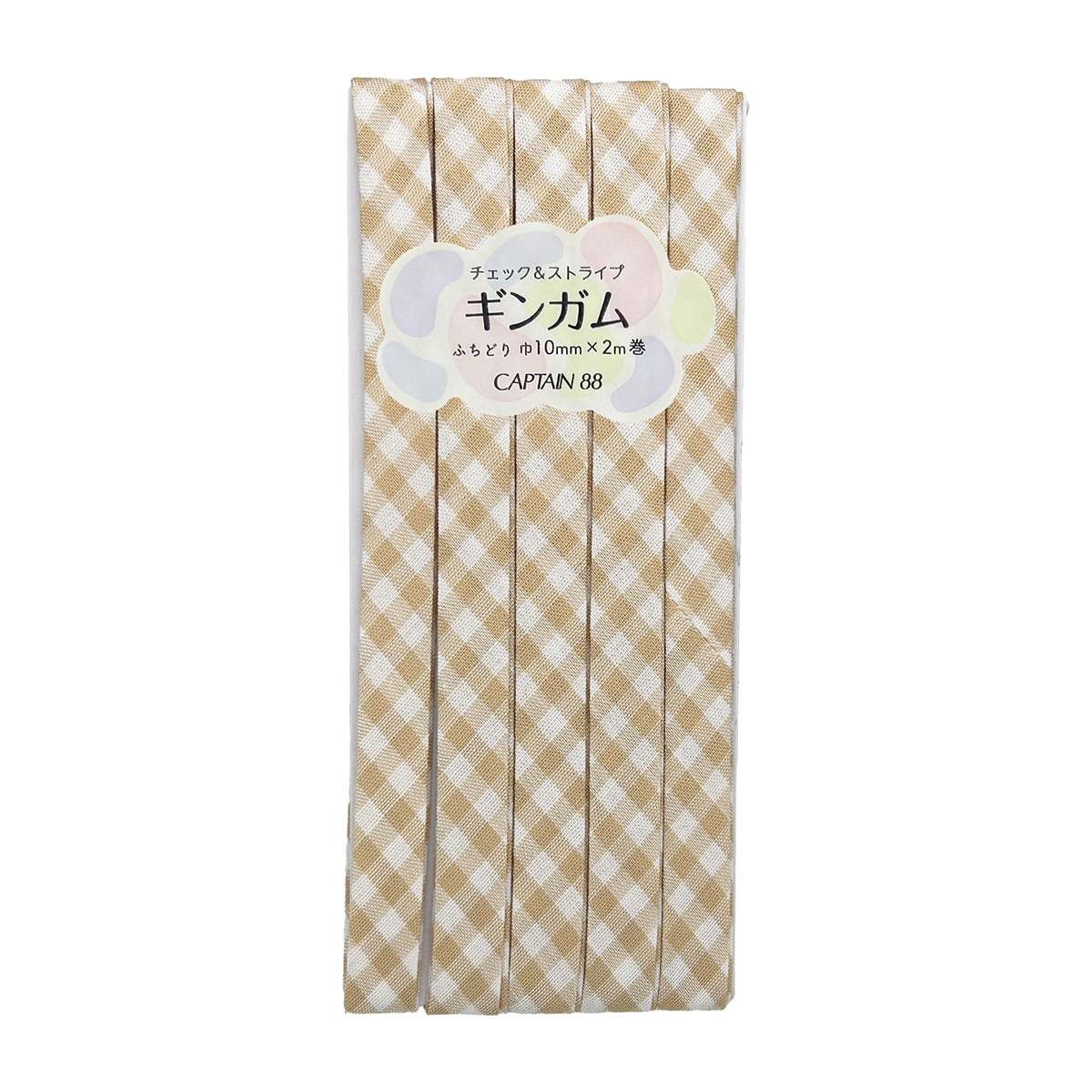 キャプテン　バイアステープ　ギンガム（チェック＆ストライプ）　ＣＰ２３８　１（ベージュ）