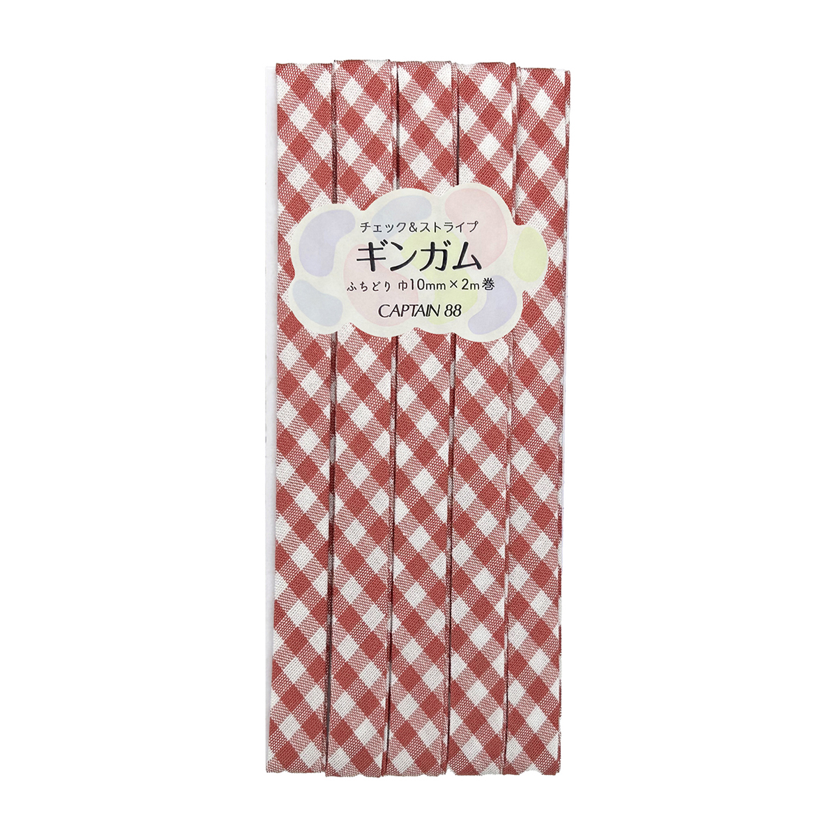 キャプテン　バイアステープ　ギンガム（チェック＆ストライプ）　ＣＰ２３８　２（レッド）