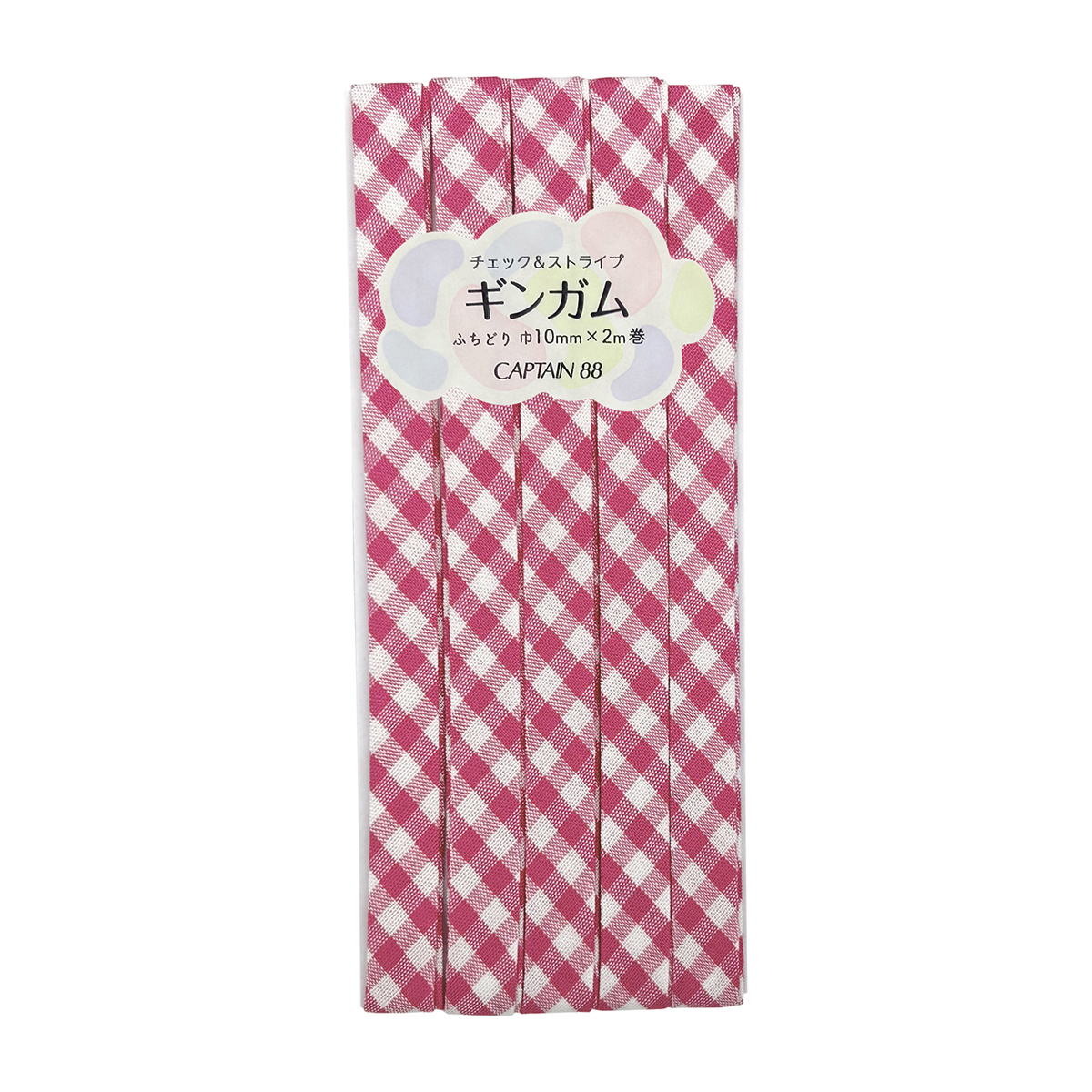 キャプテン　バイアステープ　ギンガム（チェック＆ストライプ）　ＣＰ２３８　５（ピンク）