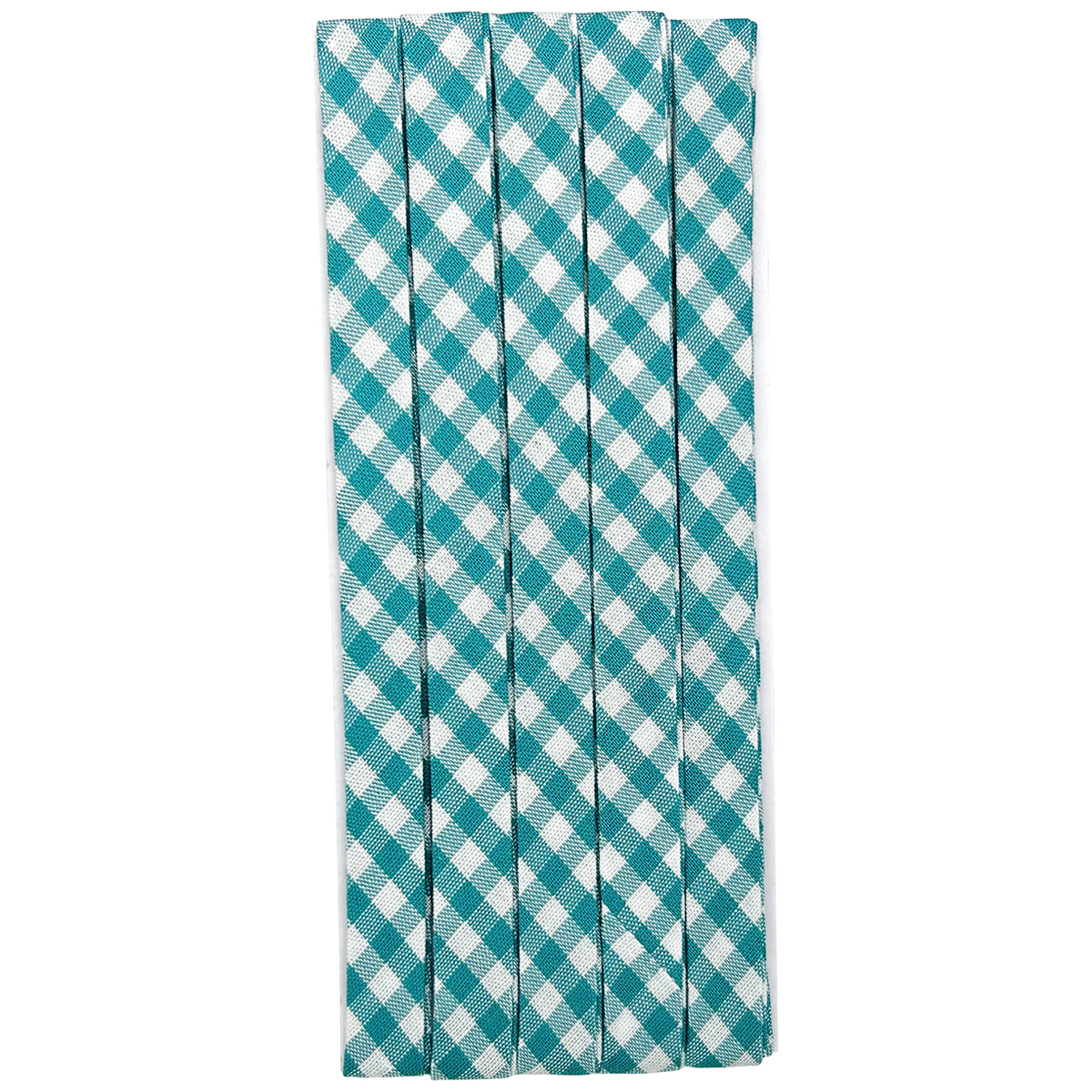 キャプテン　バイアステープ　ギンガム（チェック＆ストライプ）　ＣＰ２３８　７（ターコイズブルー）