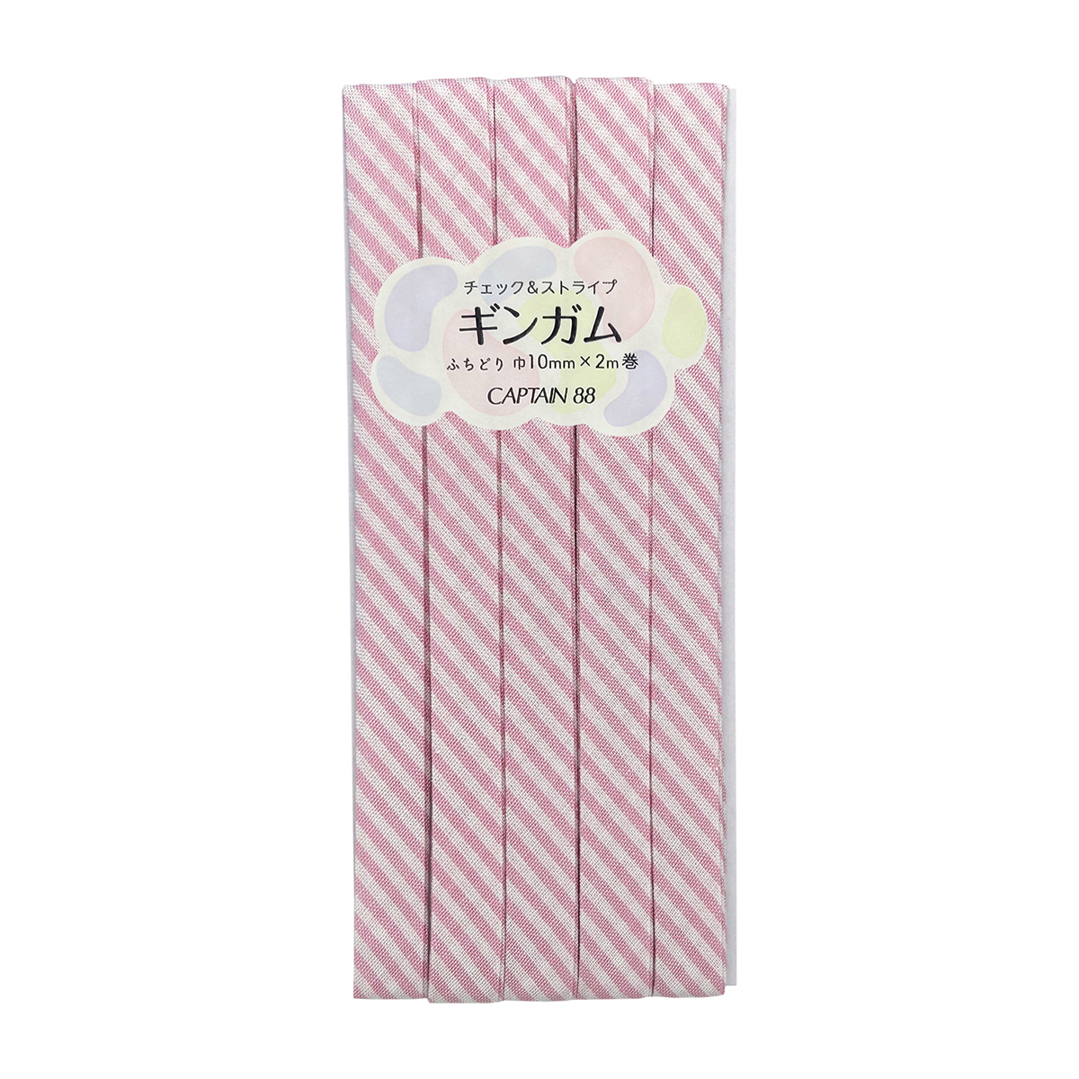 キャプテン　バイアステープ　ギンガム（チェック＆ストライプ）　ＣＰ２３８　１１（ストライプピンク）