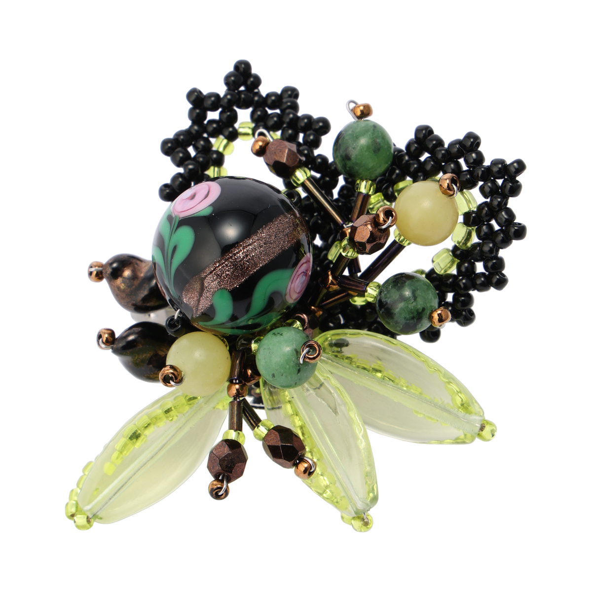 ベネチアンビーズ使いブローチ