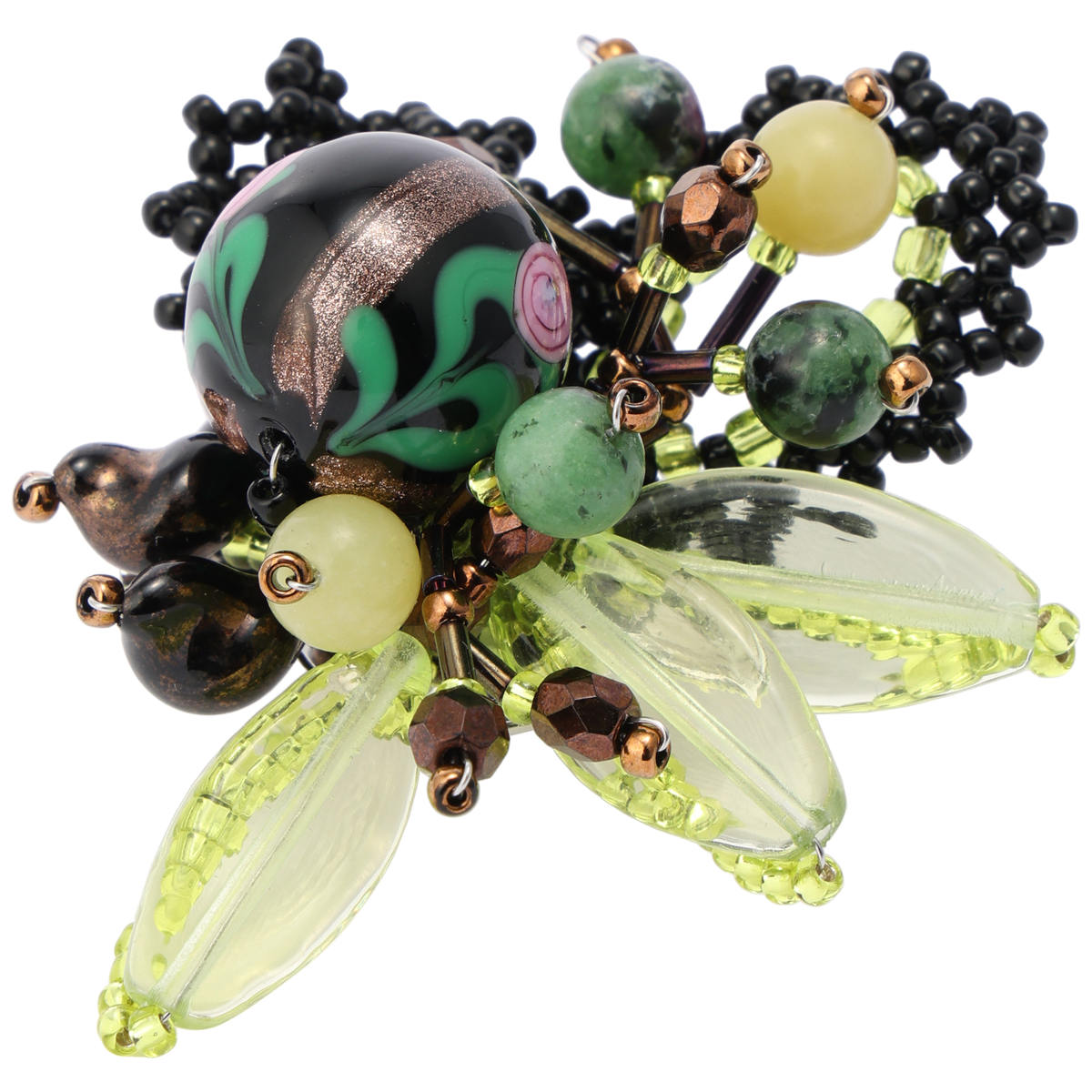 ベネチアンビーズ使いブローチ