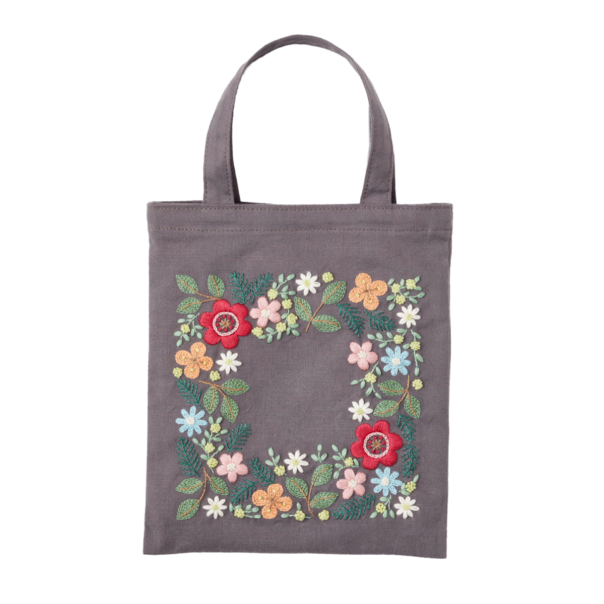 YULAのこころ躍る草花刺繍 夜の森パーティー ミニトートバッグ