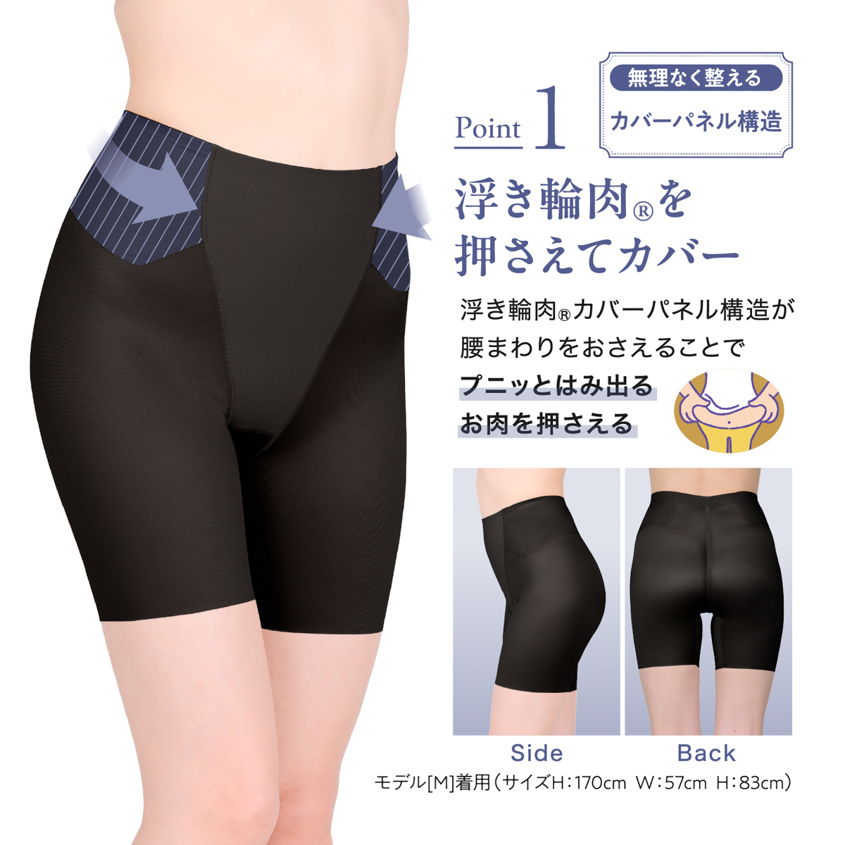 お悩み解決！浮き輪肉撃退パンツ・セミロング丈3L　