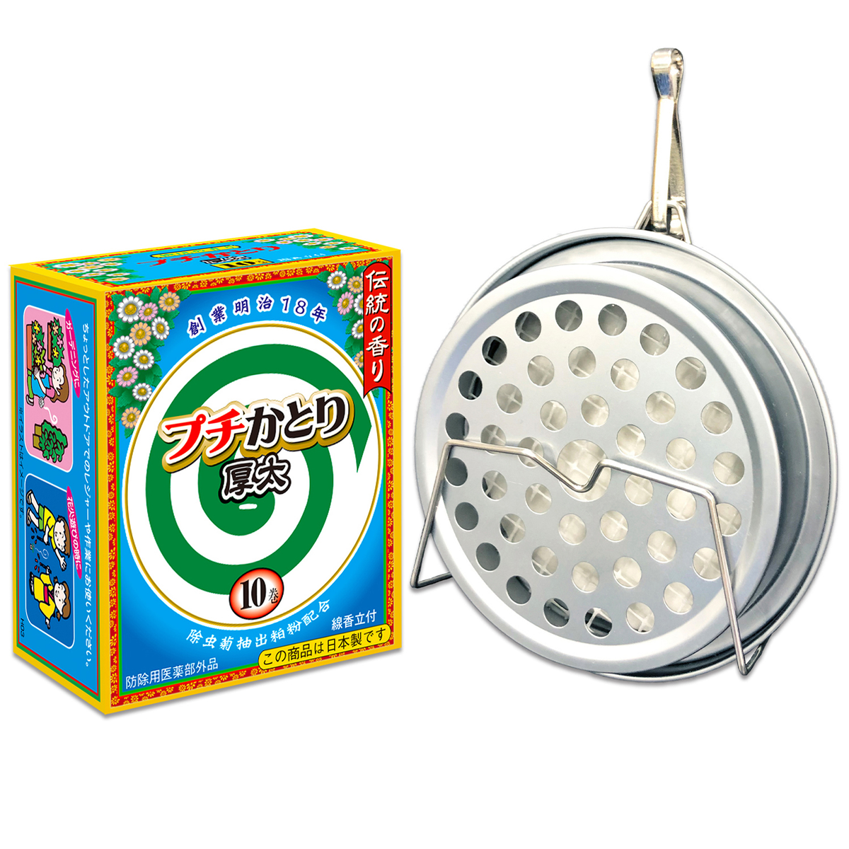 プチかとり厚太　吊り下げ線香皿セット　１０巻