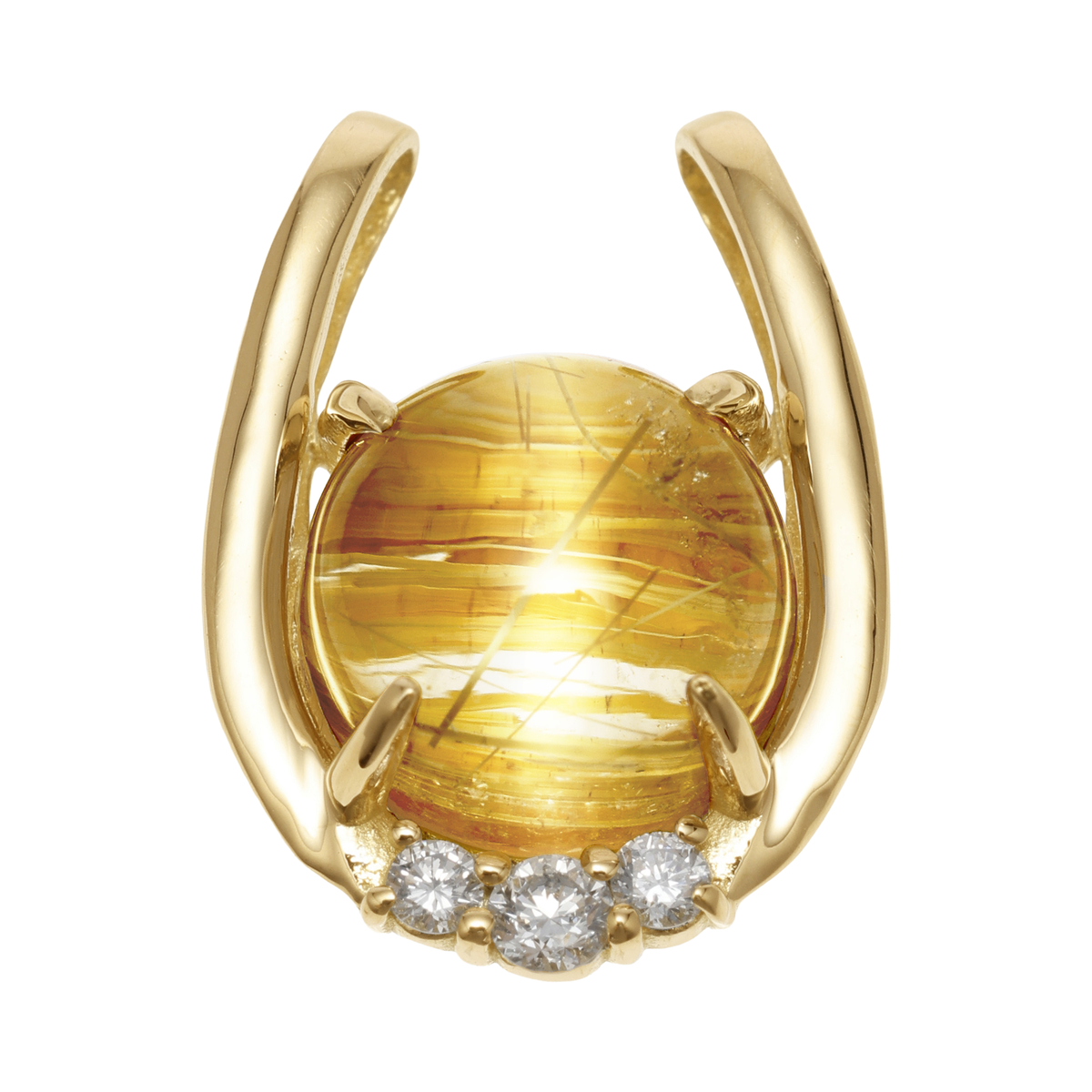 【Sunny＆Bloom】K18ルチルクォーツキャッツアイペンダントヘッド3ct