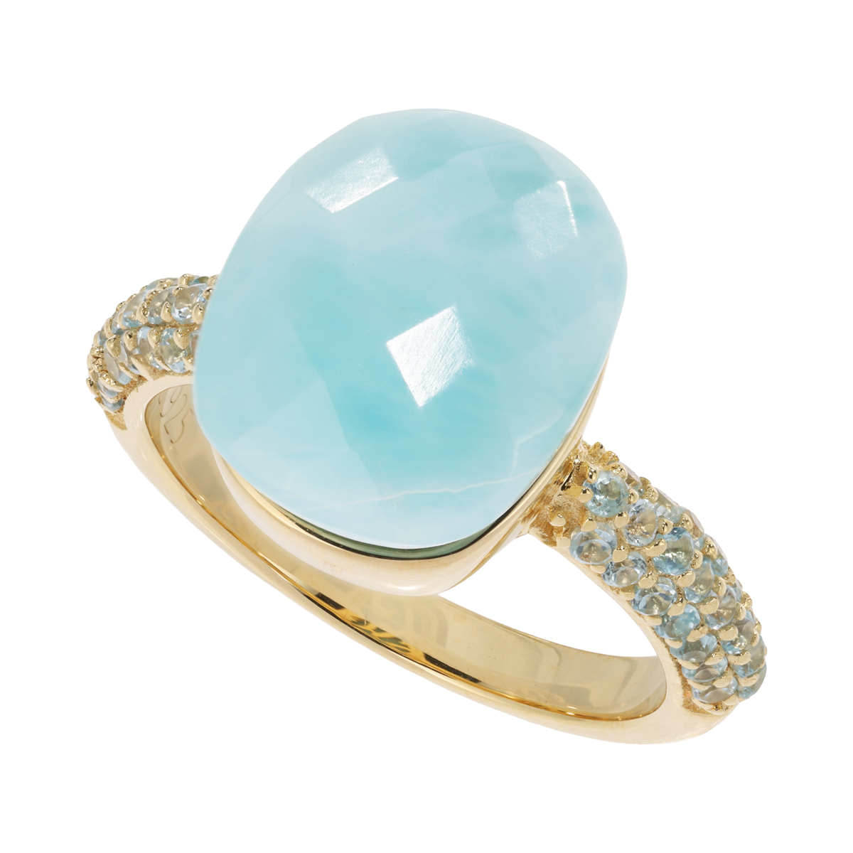 【ヒラリージョイ　クチュール】ラリマー＆スイスブルートパーズリング