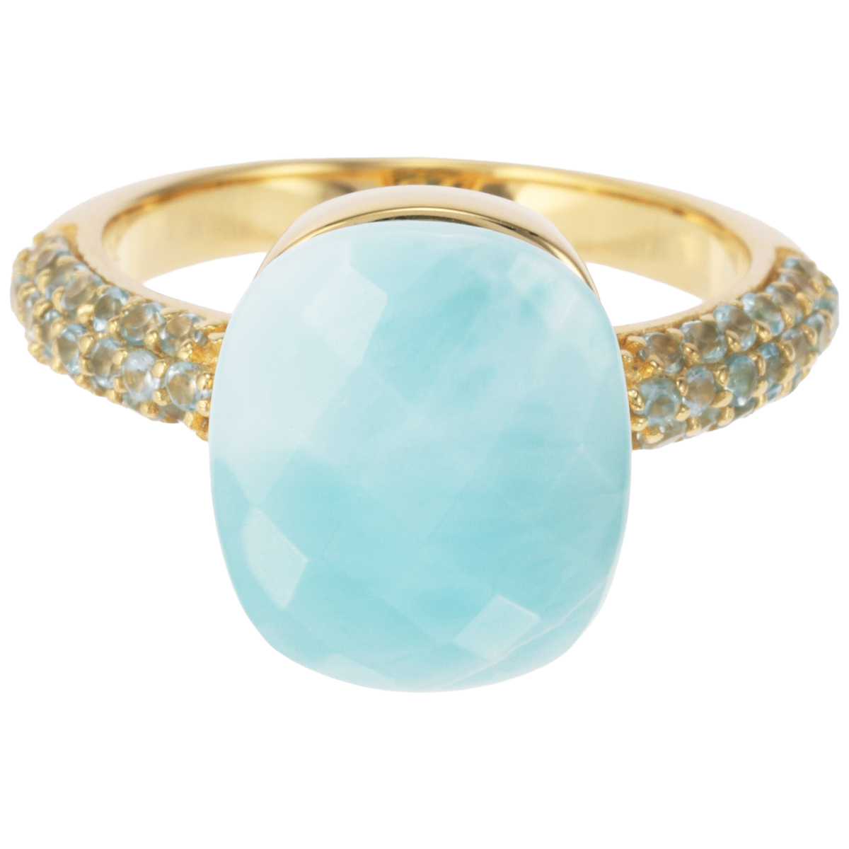 【ヒラリージョイ　クチュール】ラリマー＆スイスブルートパーズリング